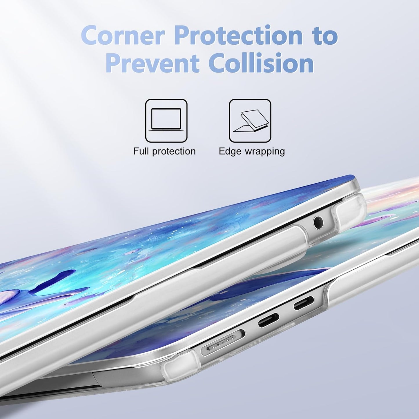 Case for MacBook Air 15 Inch 2025 2024 2023 Release M4 A3241 M3 A3114 M2 A2941, Hard Shell with Screen Protector & Keyboard Cover, Compatible with Touch ID, Blue Whale