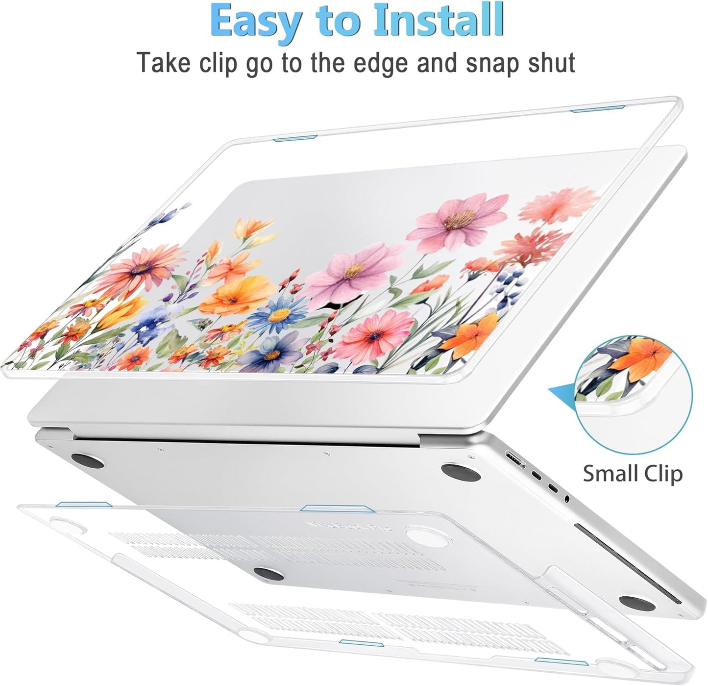 Mektron Case for MacBook Pro 16" M4 A3403 A3186 M3 A2991 M2 A2780 M1 A2485 (2021/2023/2024) Pro/Max with Touch ID, Hard Shell Plastic Laptop Cover Keyboard Cover Screen Protector, Floral P165