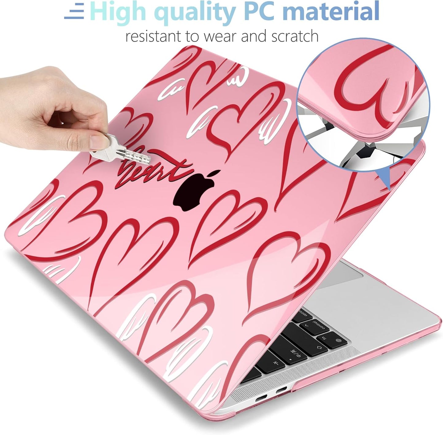 MEEgoodo Case for MacBook Pro 13 inch Case 2022 2021 2020 New A2338 M2/M1 A2251 A2289, Laptop Hard Shell with Keyboard & Camera Cover Compatible with 13 inch MacBook Pro, Heart with White Wings