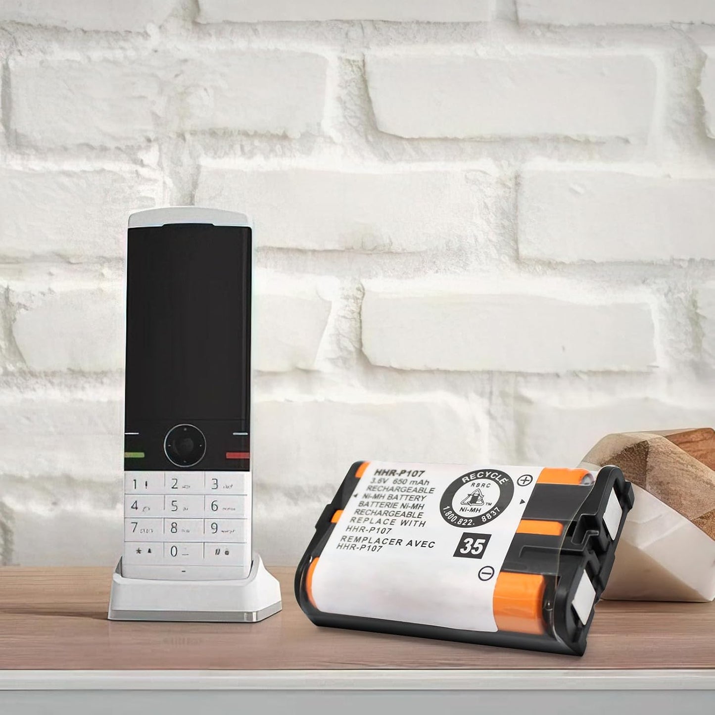 4Pack HHR-P107 NI-MH Rechargeable Battery 3.6V 650mAh for Cordless Phones