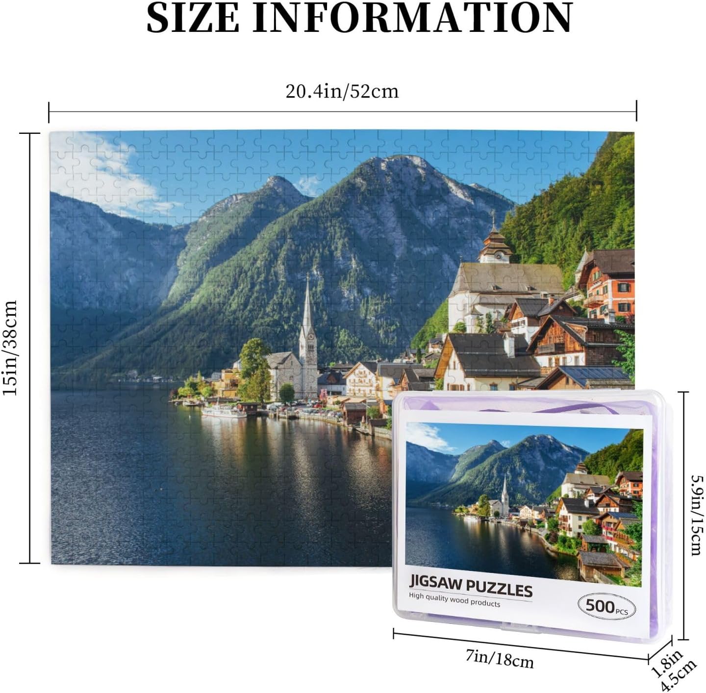 Custom Jigsaw Puzzle from Photos 300/500/1000 Pieces Personalized Wooden Picture Puzzles Gift for Adult Family Friends,Birthday,Valentine's Day (Horizontal 500PCS)