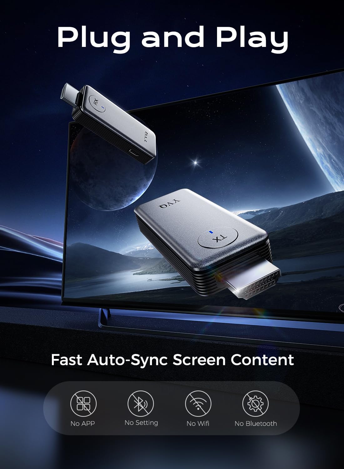 2025 Upgraded Wireless HDMI Transmitter and Receiver, 4K Decode 1080P Output,2.4G/5G Plug&Play Portable HDMI Wireless for Streaming Video and Audio to Monitor from Laptop/TV Box