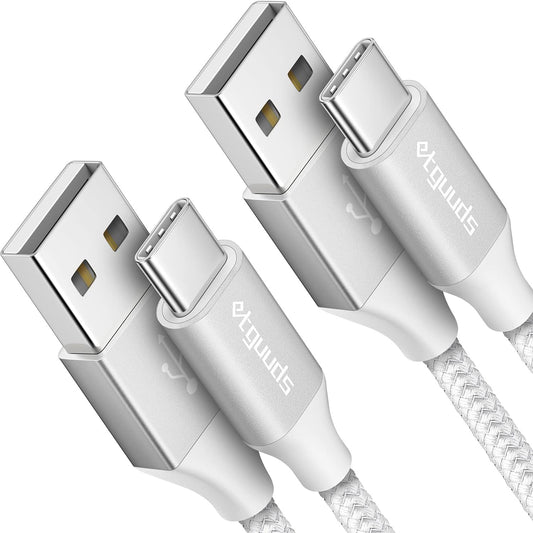etguuds 6.6ft USB A to USB C Cable 3A Fast Charging, 2-Pack USB A to USB Type C Charger Cord for iPhone 16 15 Pro/Pro Max/Plus, for Samsung Galaxy S24 S23 S22 S21 S20 S10 A55 Flip Note, Moto, White