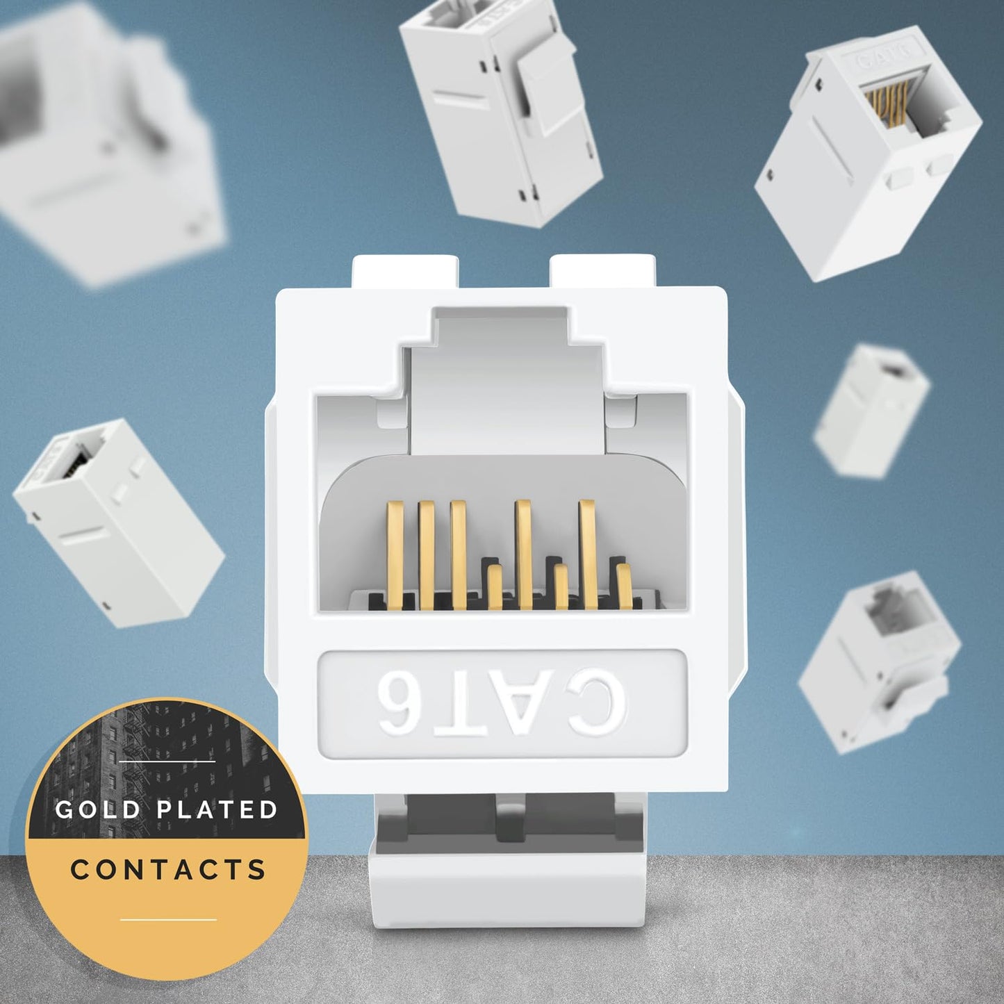 Everest Cat6 RJ45 Keystone Coupler (6-Pack) in White - RJ45 Coupler - Cat 6 Couplers - Female to Female Cat6 Keystone Jacks - Ethernet Couplers - Ethernet Cable Extender