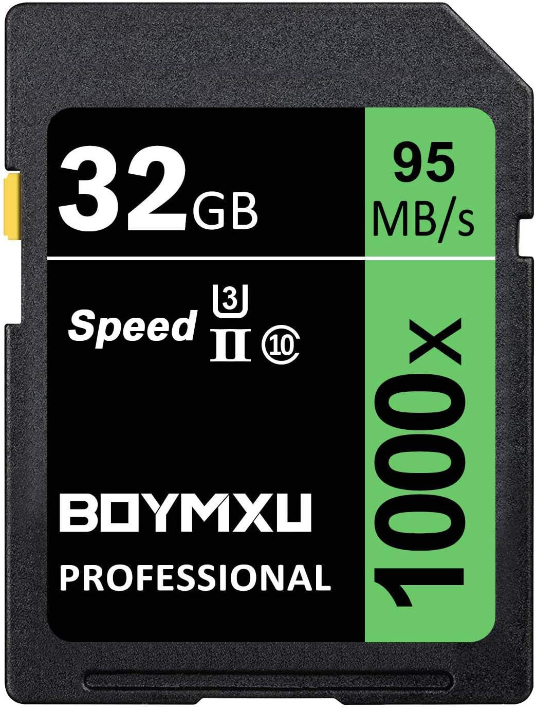 32GB Memory Card U3, BOYMXU Professional 1000 x Class 10 Card U3 Memory Card Compatible Computer Cameras and Camcorders, Camera Memory Card Up to 95MB/s, Green/Black