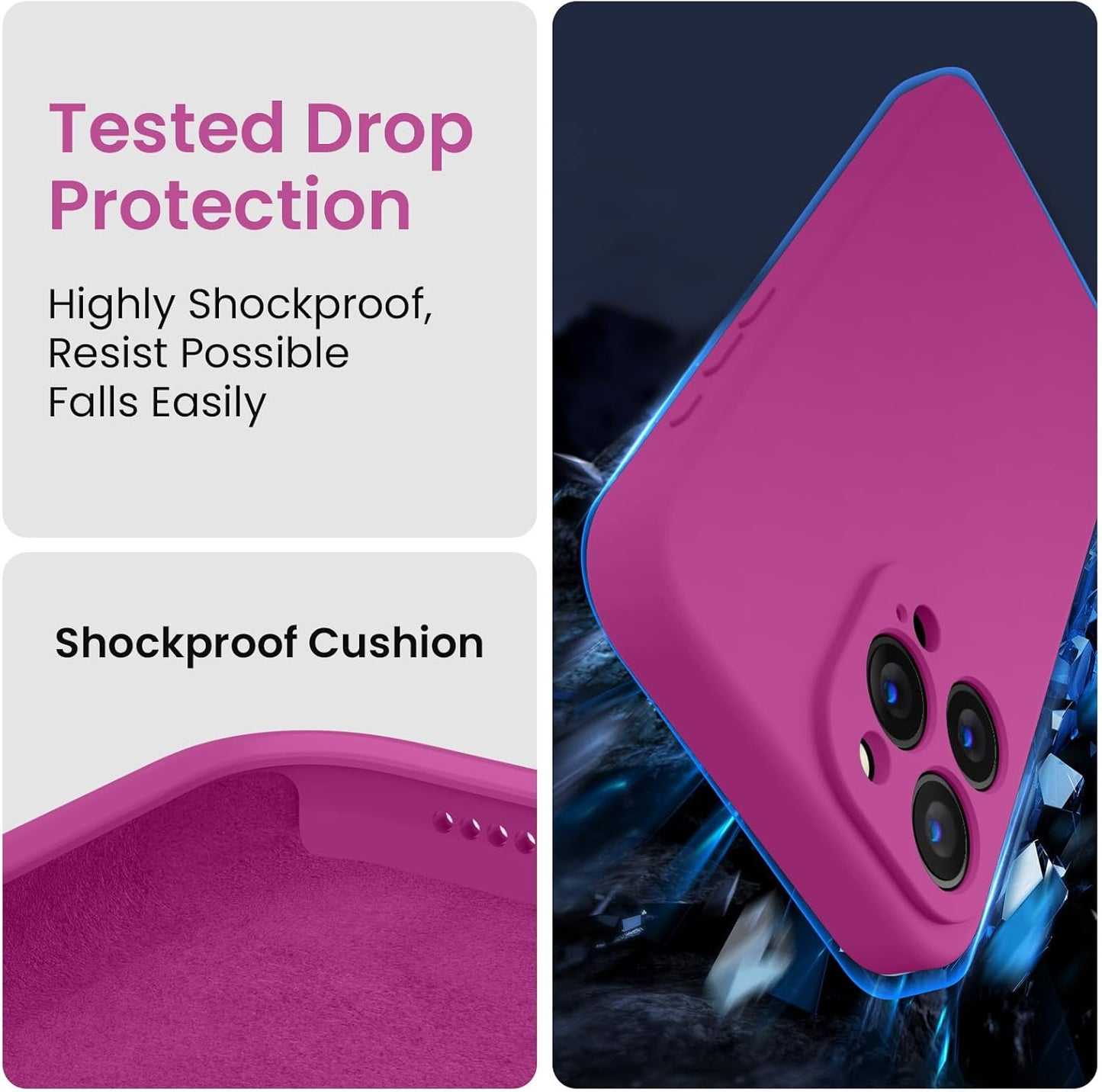 FireNova Designed for iPhone 15 Pro Max Case, Silicone Upgraded [Camera Protection] Phone Case with [2 Screen Protectors], Soft Anti-Scratch Microfiber Lining Inside, 6.7 inch, Shocking Pink