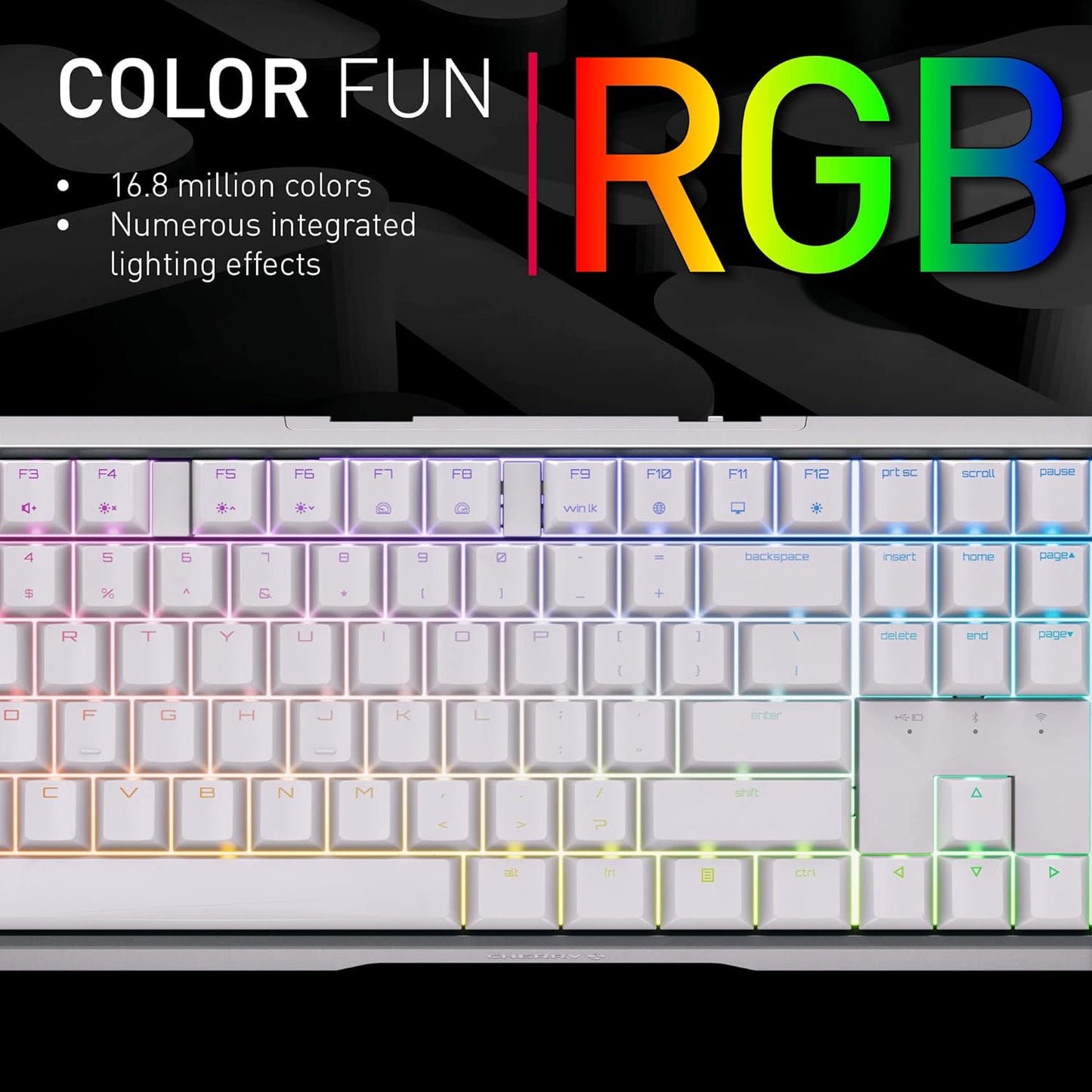 Cherry MX 3.0S Wireless Mechanical Gaming Keyboard. Aluminum Housing Built for Gamers w/MX Brown or Red Switches. RGB Backlit Color Display Over 16m Colors. (Black w/MX Red Switches)