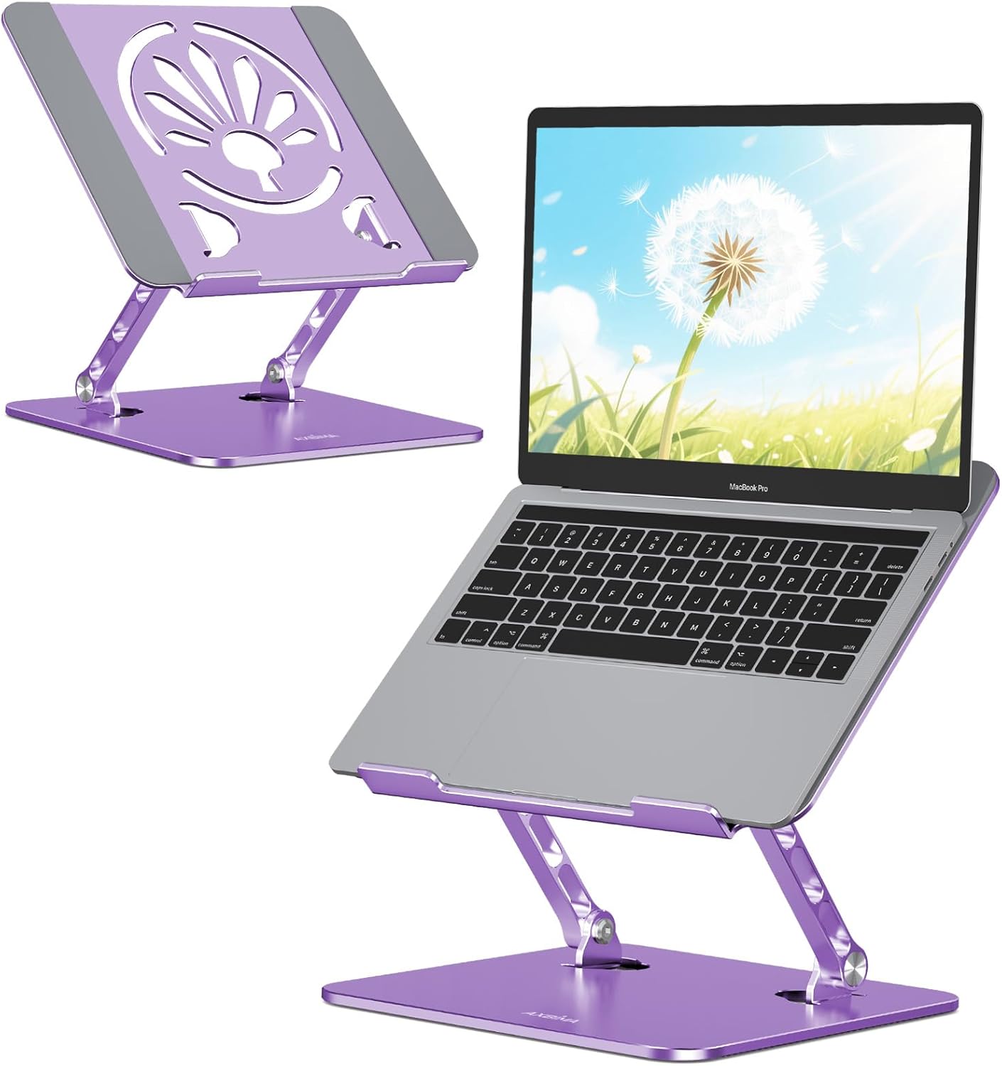 Aluminum Laptop Stand for Desk – Adjustable Ergonomic Laptop Riser, Foldable & Portable Holder Fit for MacBook & 10"-16" Laptops for Office, Home & Travel,Purple