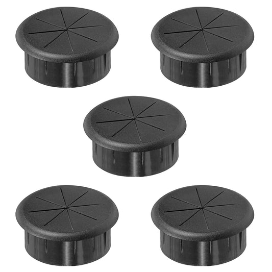 2" Black Desk Grommet, JTemgle Flexible Cable Grommet Rubber Cable Hole Cover Wire Organizer Caps Desktop Cord Management for Home Office TV Stands Tabletops, 5 Pieces