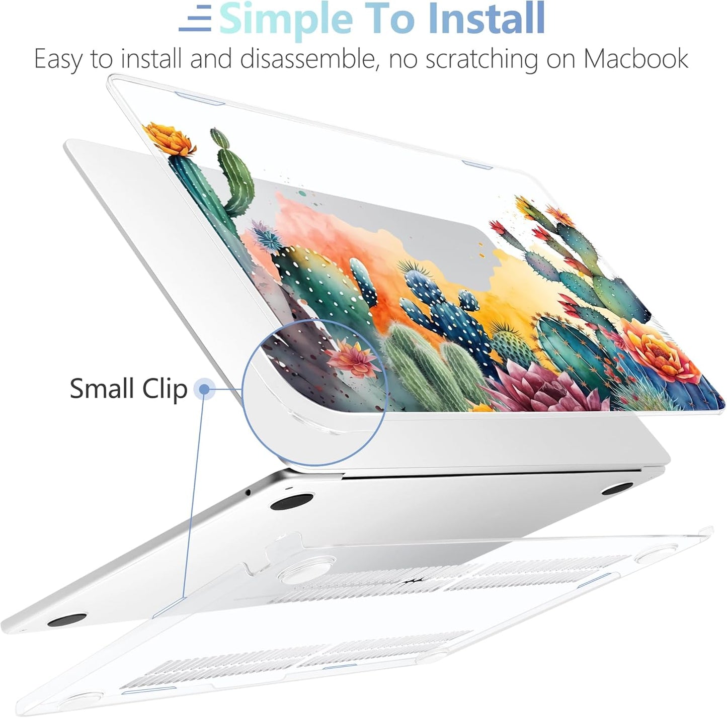 MEEgoodo for M4/M3/M2 MacBook Air 15.3 inch Case 2025 2024 2023, Case Fit Model (A3241/A3114/A2941) for MacBook Air 15 inch, Laptop Hard Shell with Keyboard Cover, Tropical Cactus