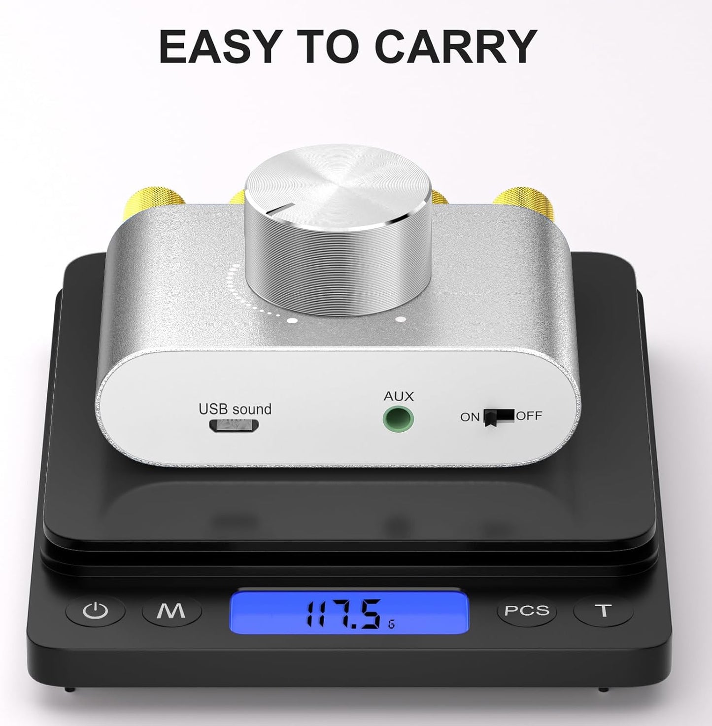 Facmogu F900S 160W Bluetooth 5.0 Mini Amplifier, 80Wx2 2.0CH Audio Power Amplifier, Hi-Fi Stereo Sound Digital Amp Wireless Speaker Amp Receiver w/AUX/USB/BT Input & 12V 5A Power Adapter - Silver