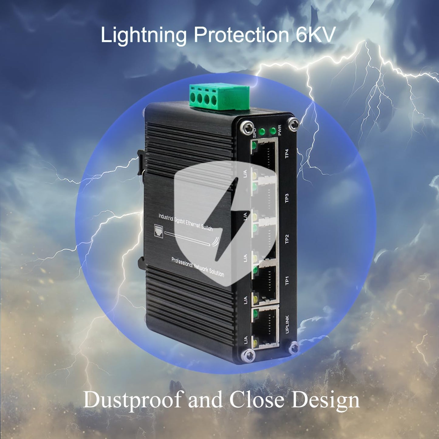 Mini 5-Port Gigabit Ethernet Switch -Industrial Grade Unmanaged Network Switch with 12-48VDC Power Input，Din-Rail or Wall Mount,Plug and Play (-40°F to 176°F) ,Fast Connection,Rugged Metal Case