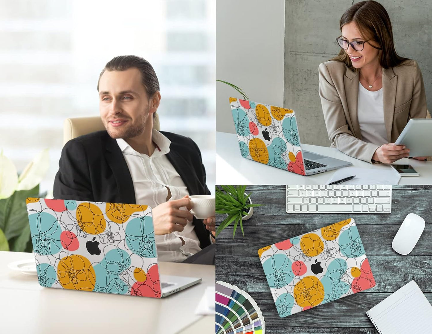 CISSOOK Floral Case Compatible with MacBook Pro 14 Inch 2023 2021 Release A2992 A2918 M3 A2779 M2 A2442 M1 Pro/Max, Plastic Hard Shell +Keyboard Cover for MacBook Pro 14 with Touch ID -Art Floral