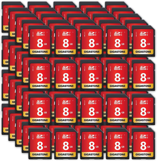 GIGASTONE 8GB SD Card 100-Pack UHS-I U1 Class 10 SDHC Memory Card Full HD Video Canon Kodak Olympus Digital Camera, with 100 Mini Cases