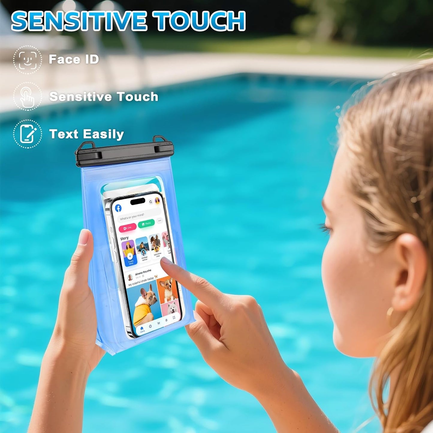 2 Pack Large Waterproof Phone Pouch, IPX8 Double Sealing Floating Waterproof Bag for iPhone 16 15 14 Pro Max Sumsang S25 S24 Google All Devices