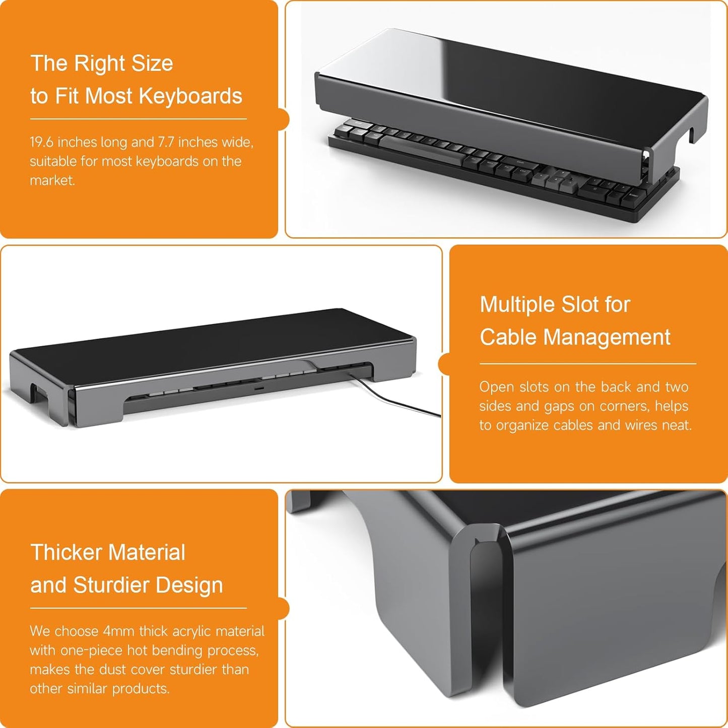 BEEGO Mechanical Computer Keyboard Cover - Black Acrylic Keyboard Cover Keyboard Dust Cover Mechanical Keyboard Cover Full Size Keyboard Protector