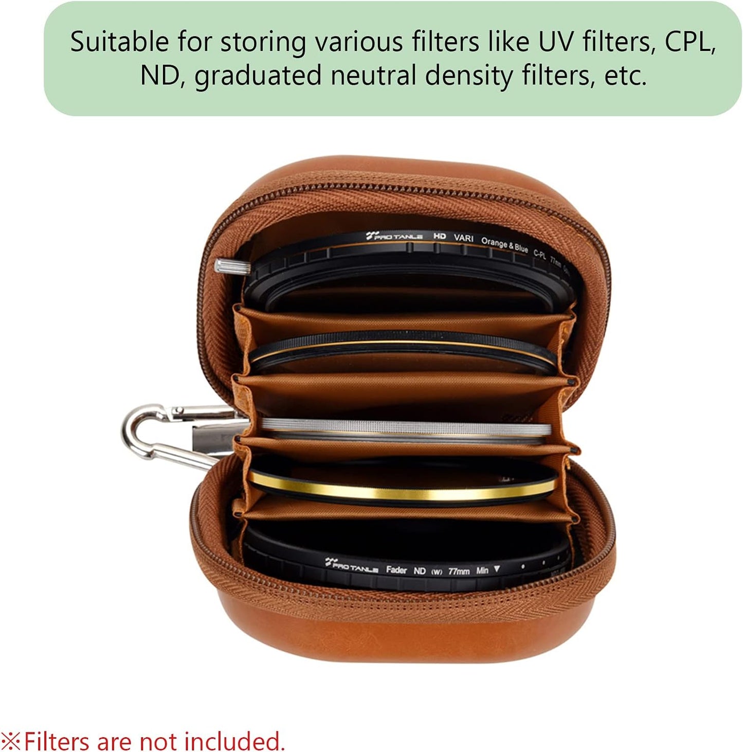 Andoer Camera Filters Case Bags for Filters Up to 82mm, 5 Pockets PU Leather DustProof Filter Hard Storage Case for UV CPL ND Graduated Neutral Density Filters