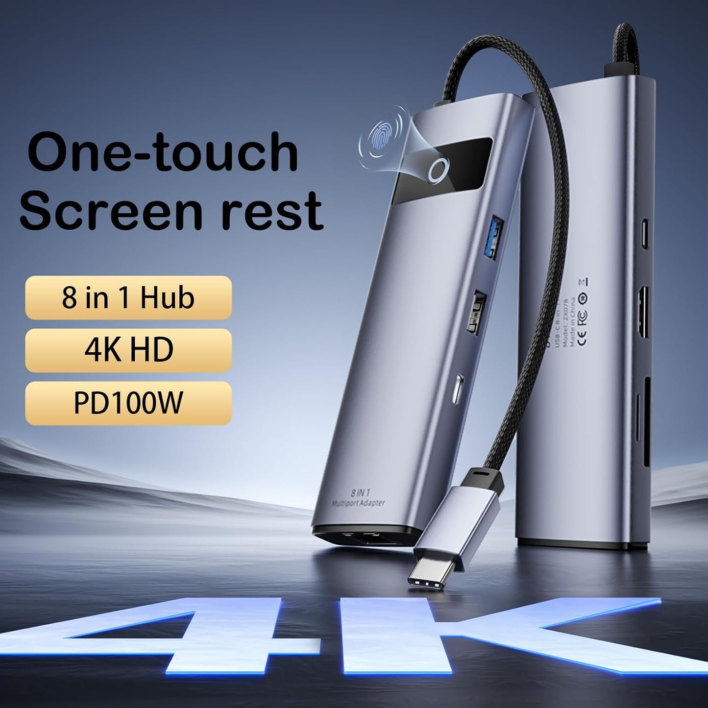 KAGO USB C to Ethernet HDMI Adapter,8 in 1 Docking Station Hub,USB-A 2.0/3.0,Type-C Data Ports,4K@30Hz HDMI,100W PD,SD/TF Card Reader,100M RJ45 for MacBook Pro/Air,iPad Pro,iPhone 15/Pro Max