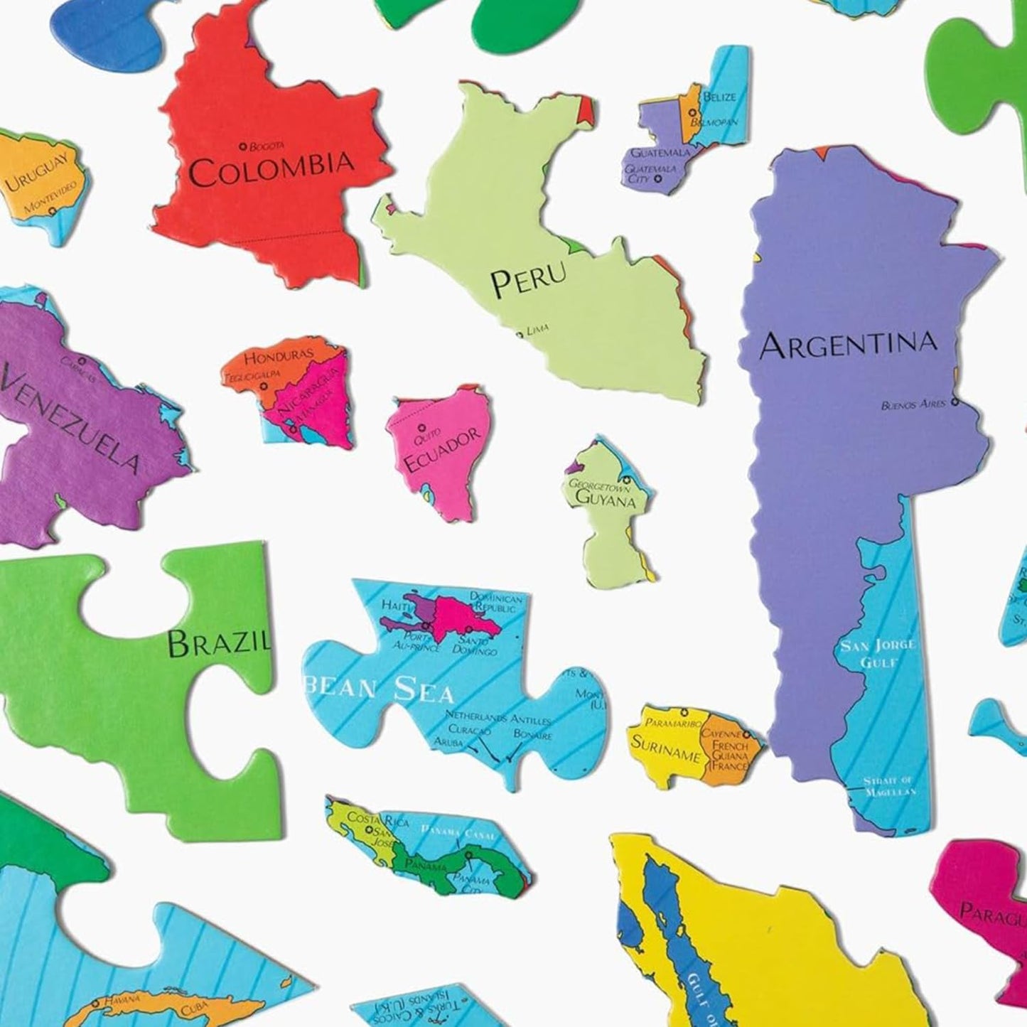 GeoToys GeoPuzzle, Latin America Shaped Jigsaw Puzzles, 50 Pc Geography Puzzle, Geography Game, Map Puzzle - Jigsaw Puzzles for Kids Ages 6-9 Years Old