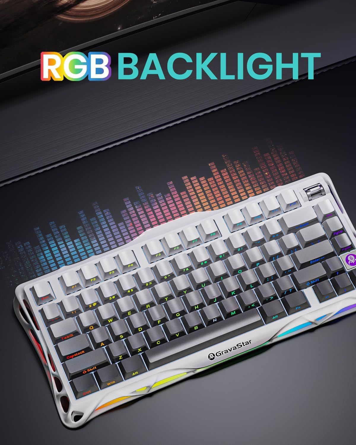 GravaStar Mercury K1 75% Wireless Mechanical Gaming Keyboard, Aluminum Alloy Exoskeleton Design, Gasket Custom Keyboard Hot-Swap Socket, Linear Switches, RGB Backlit