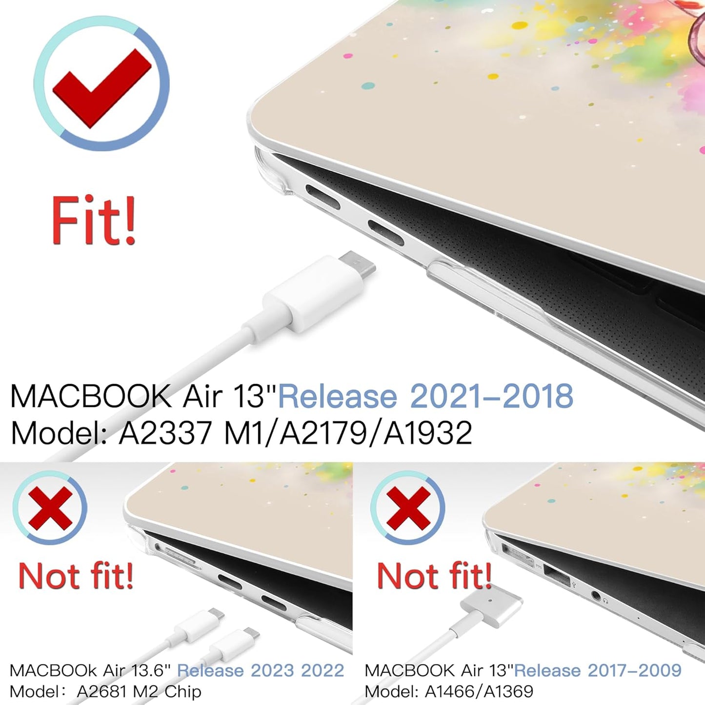 MEEgoodo for MacBook Air 13.3 inch Case 2021 2020 2019 2018 A2337 M1 A2179 A1932, Clear Case for MacBook Air M1, Hard Shell with Keyboard Webcam Cover & Trackpad Film & Type C Adapter,Giraffe