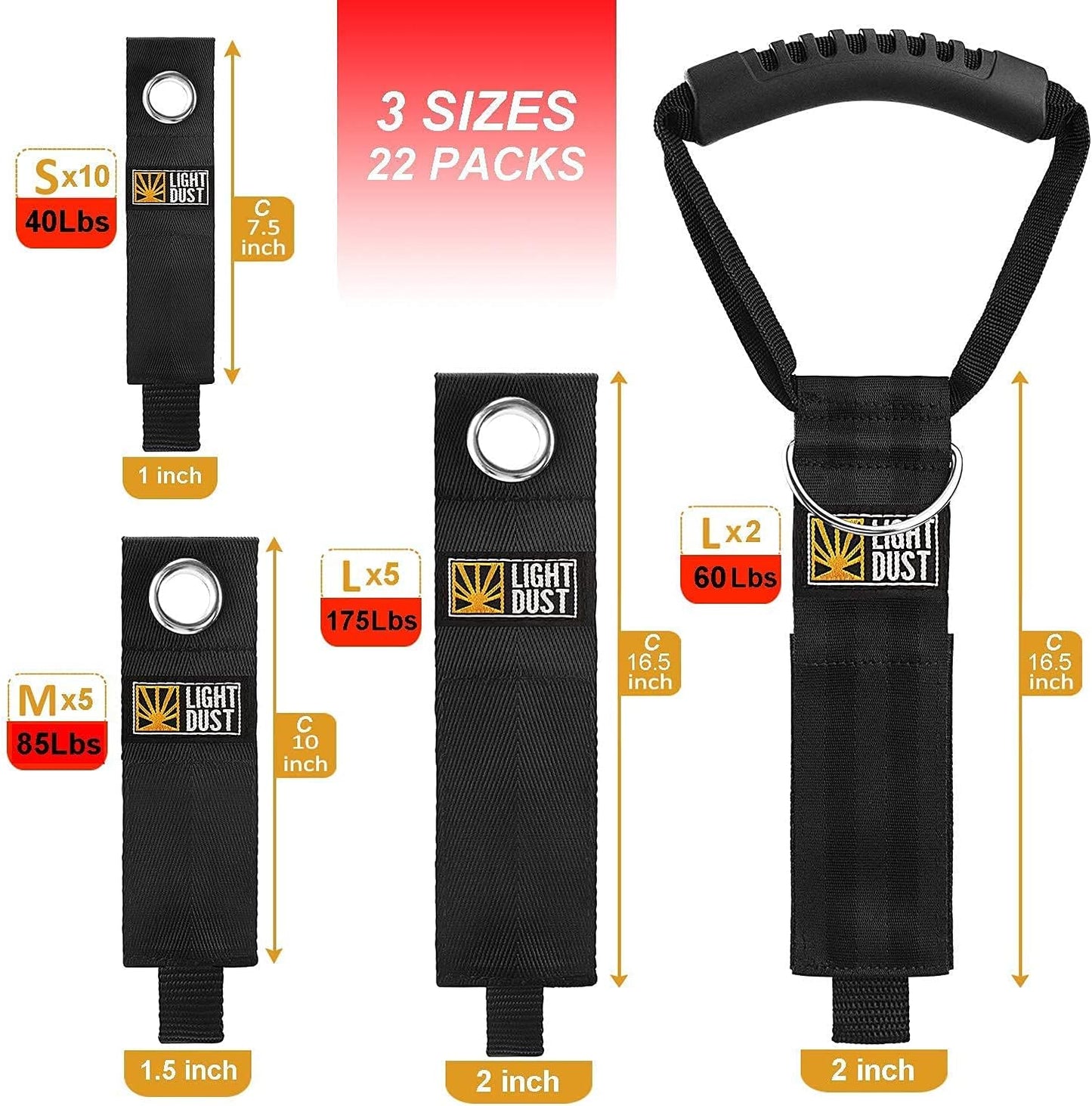 22PCS Heavy Duty Storage Straps Garage Organization Tool Organizers and Storage Fastening Straps Cord Wrap Keeper, Cable Straps for Cords, Hoses, Rope, RV, Boat, and Garage Storage and Organization