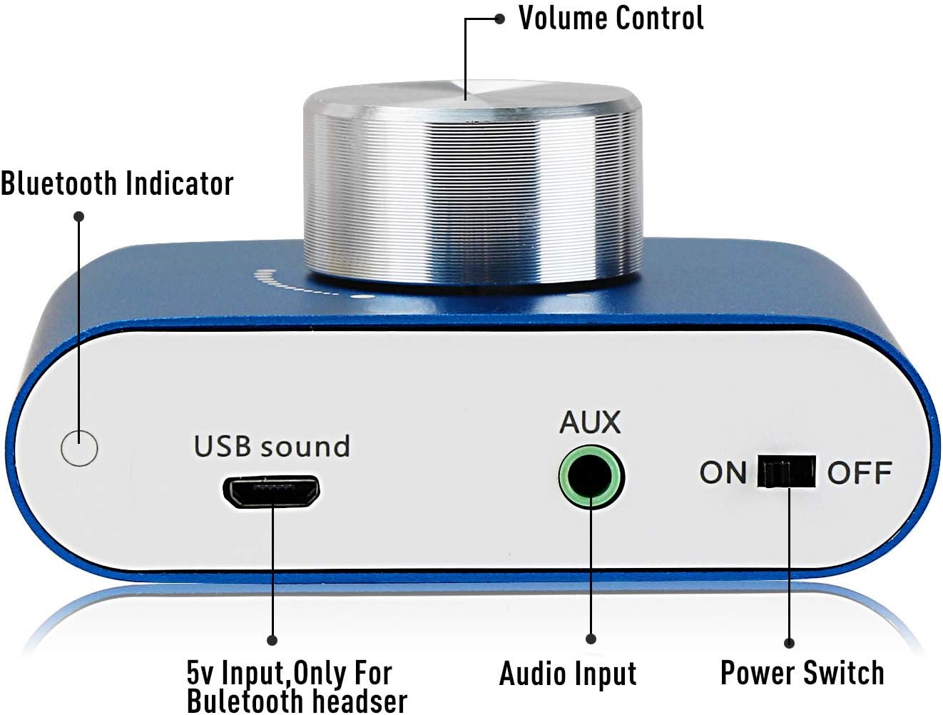 Facmogu F900S 160W Mini Bluetooth 5.0 Power Amplifier, 2 Channel 80Wx2 Stereo Hi-Fi Digital Amp, Portable Wireless Audio Receiver Sound Speaker Amplifer, AUX/USB/Bluetooth Input & 12V Power Supply