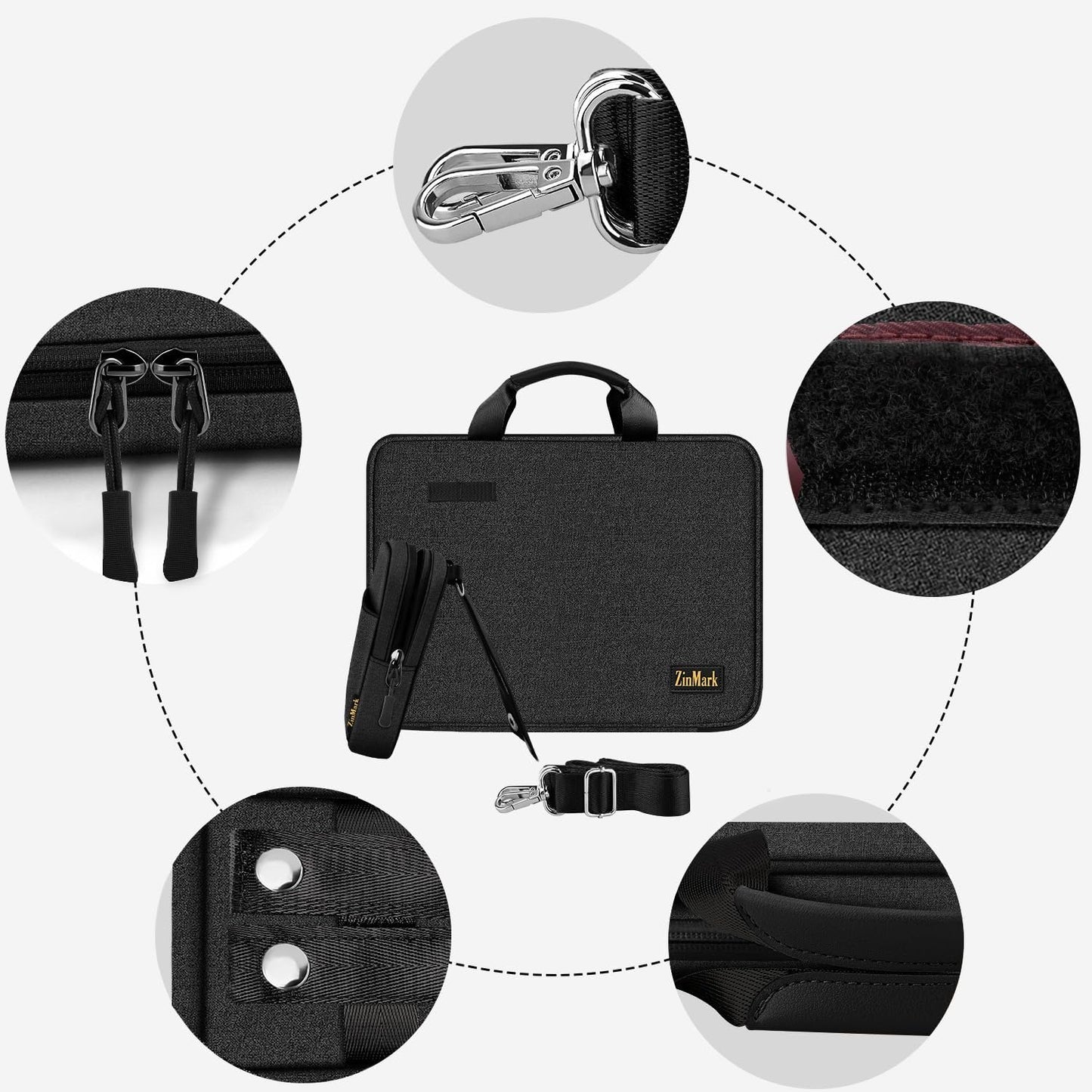 Laptop Case 15.6 Inch Briefcase Military-Grade Protection with Detachable Belt Bag, Compatible All Model of 15-16 Inch MacBook Pro and Most Popular 15.6 Inch Notebooks Chromebooks (Black)