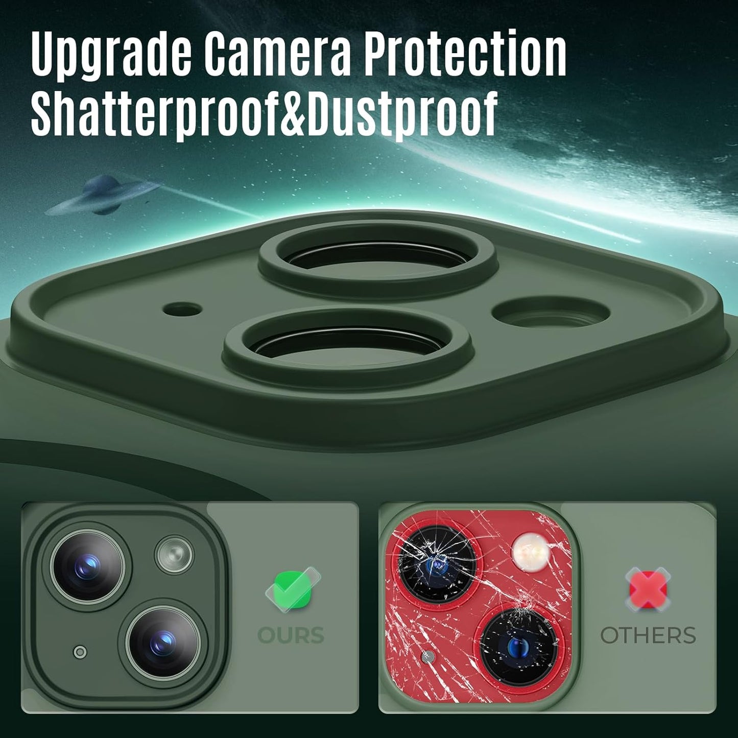 Designed for iPhone 13 Case, Compatible with MagSafe, with Privacy Screen Protectors X2, [Camera Protection] [15FT Military Drop Protection] Shockproof Phone Case, 6.1", Alpine Green