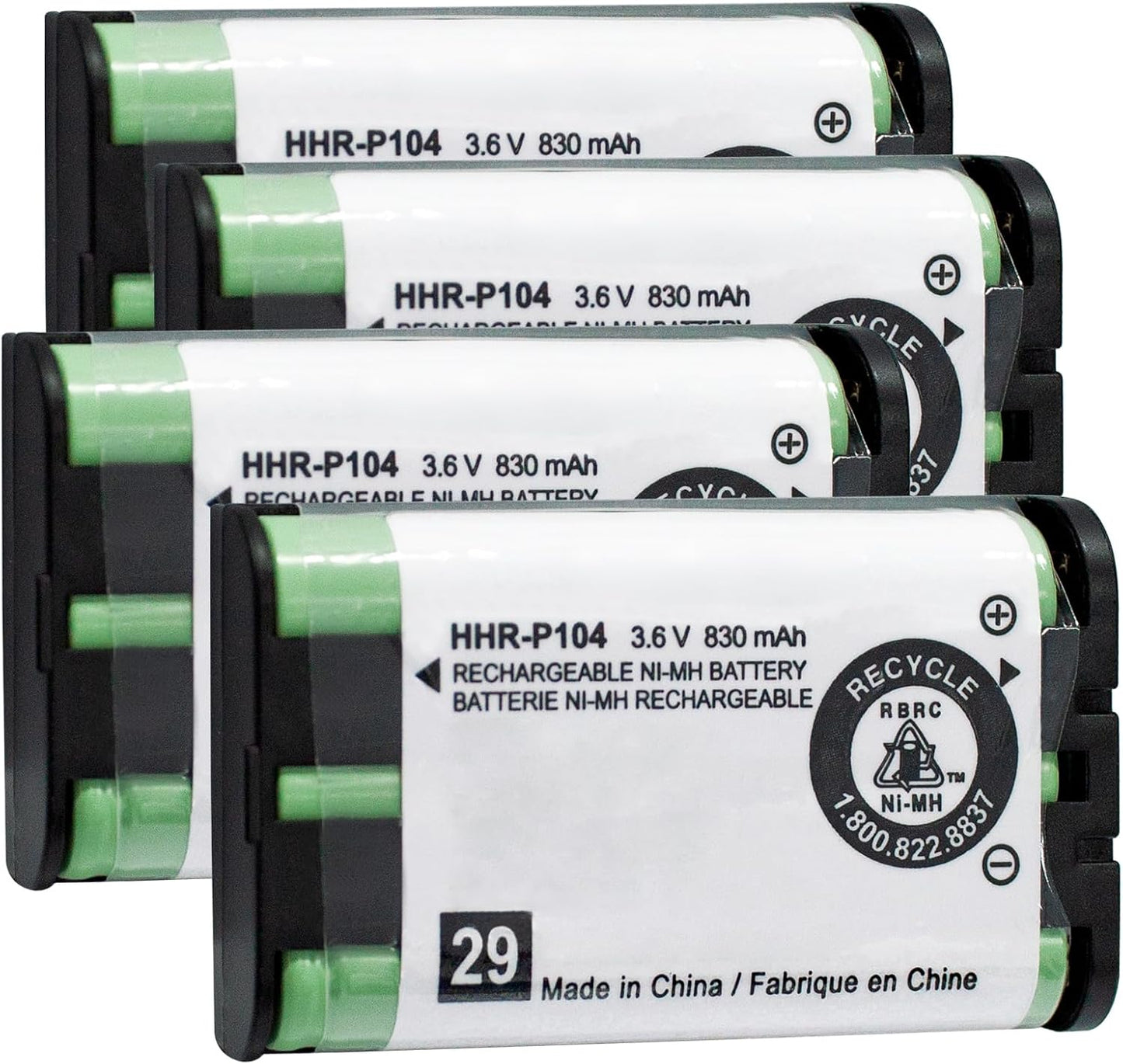 4PACK Cordless Phone HHR-P104 3.6V 830mAh Battery NI-MH AAA Rechargeable Battery for for Cordless Phones