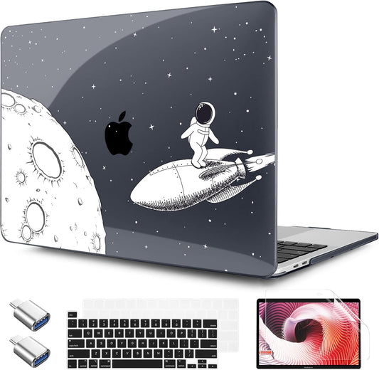 TWOLSKOO Compatible with MacBook Pro 13 inch Case 2023-2016 A2338 M2/M1 A2251 A2289 A2159 A1989 A1706, Plastic Hard Shell Cover & Keyboard Skin & Screen Protector, Flying Astronauts