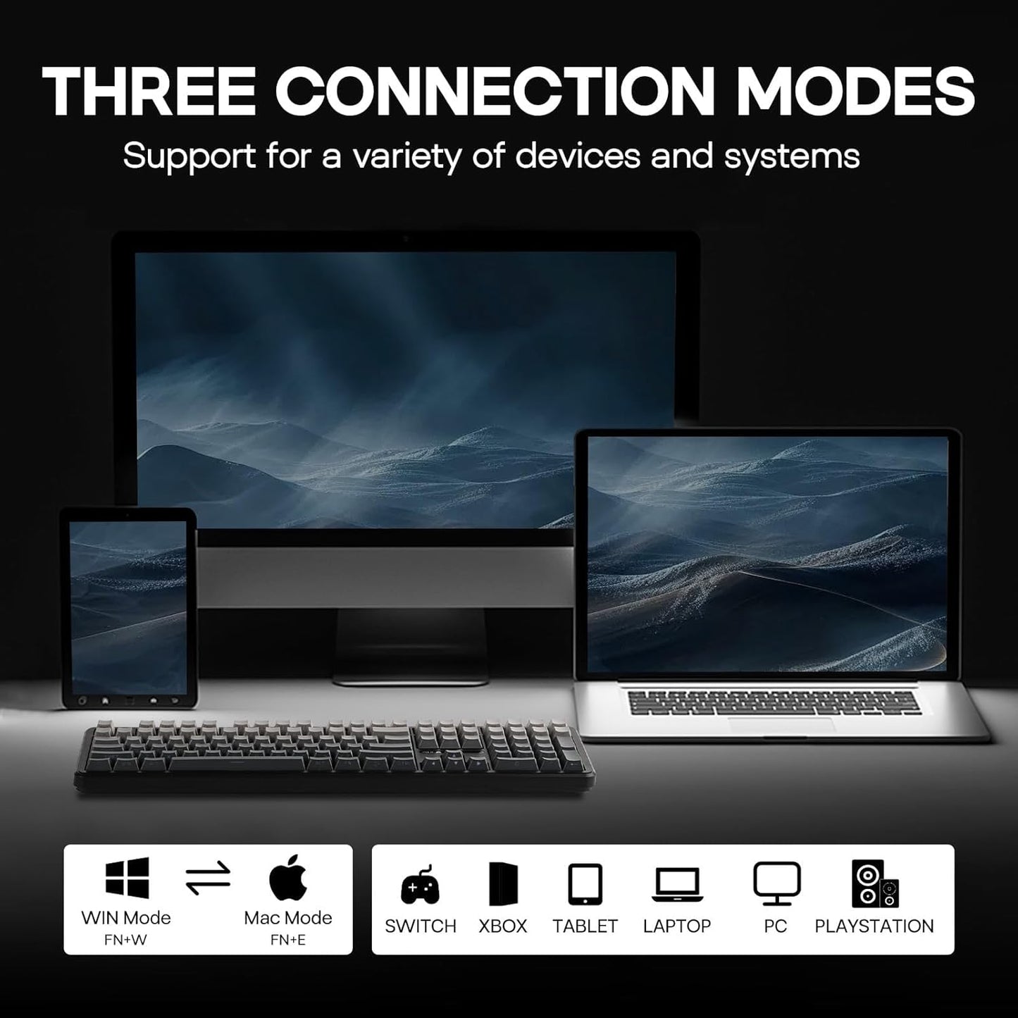 EPOMAKER Aula F108 Wireless Gaming Keyboard, Full Size Mechanical Keyboard with 4000mAh Battery, 108 Hot-Swappable and Programmable Keys, RGB Backlight, for Mac/PC/Android (Black Gradient)