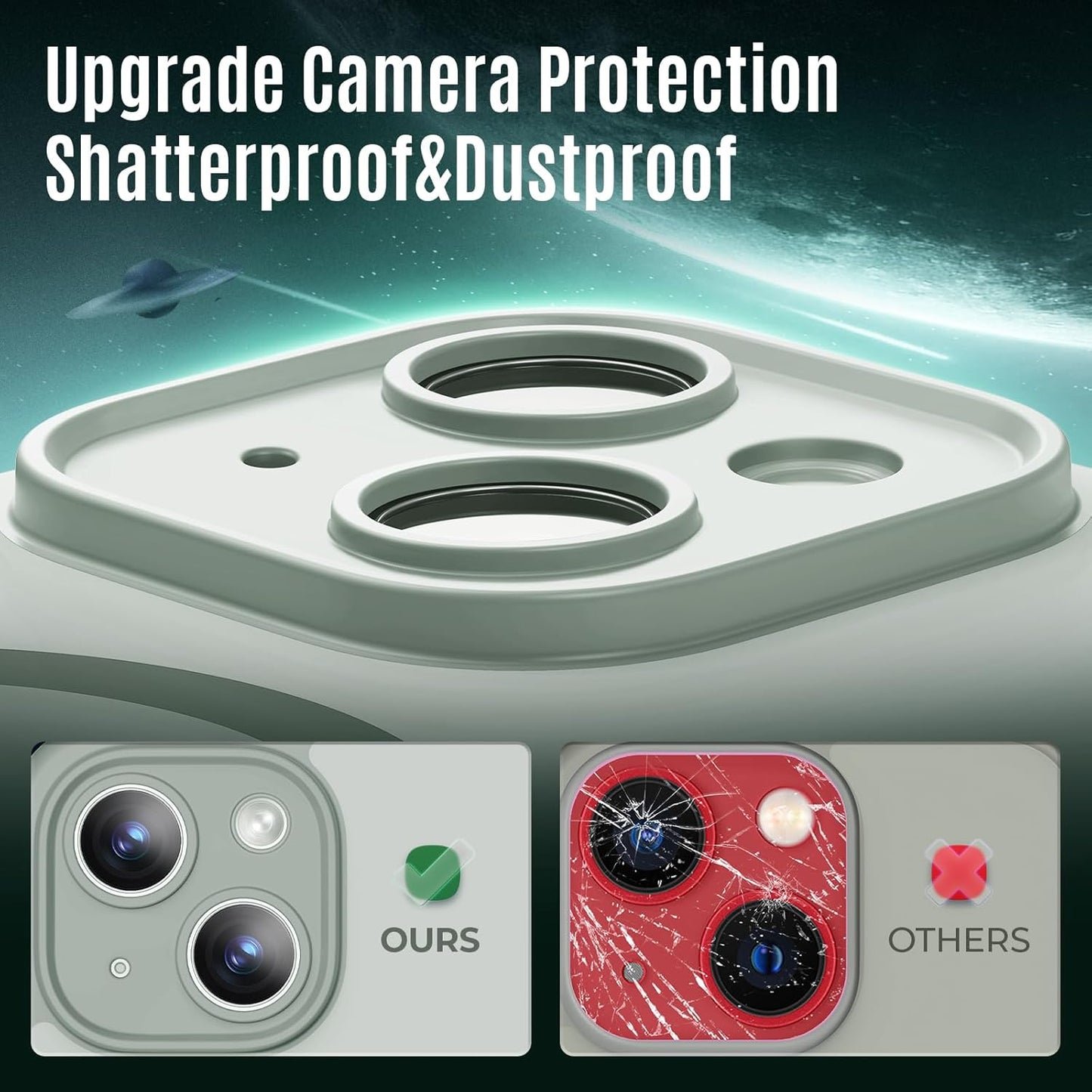 Designed for iPhone 13 Case, Compatible with MagSafe, with Privacy Screen Protectors X2, [Camera Protection] [15FT Military Drop Protection] Shockproof Phone Case, 6.1", Calke Green