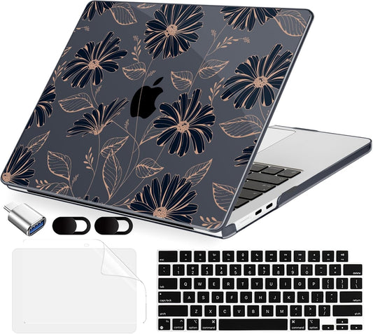 Compatible with MacBook Air 15 inch Case, M4 A3241/M3 A3114/M2 A2941 (Released 2025 to 2023), Hard Shell, Keyboard Cover, Screen Protector, Webcam Cover & Type-C Adapter, 016