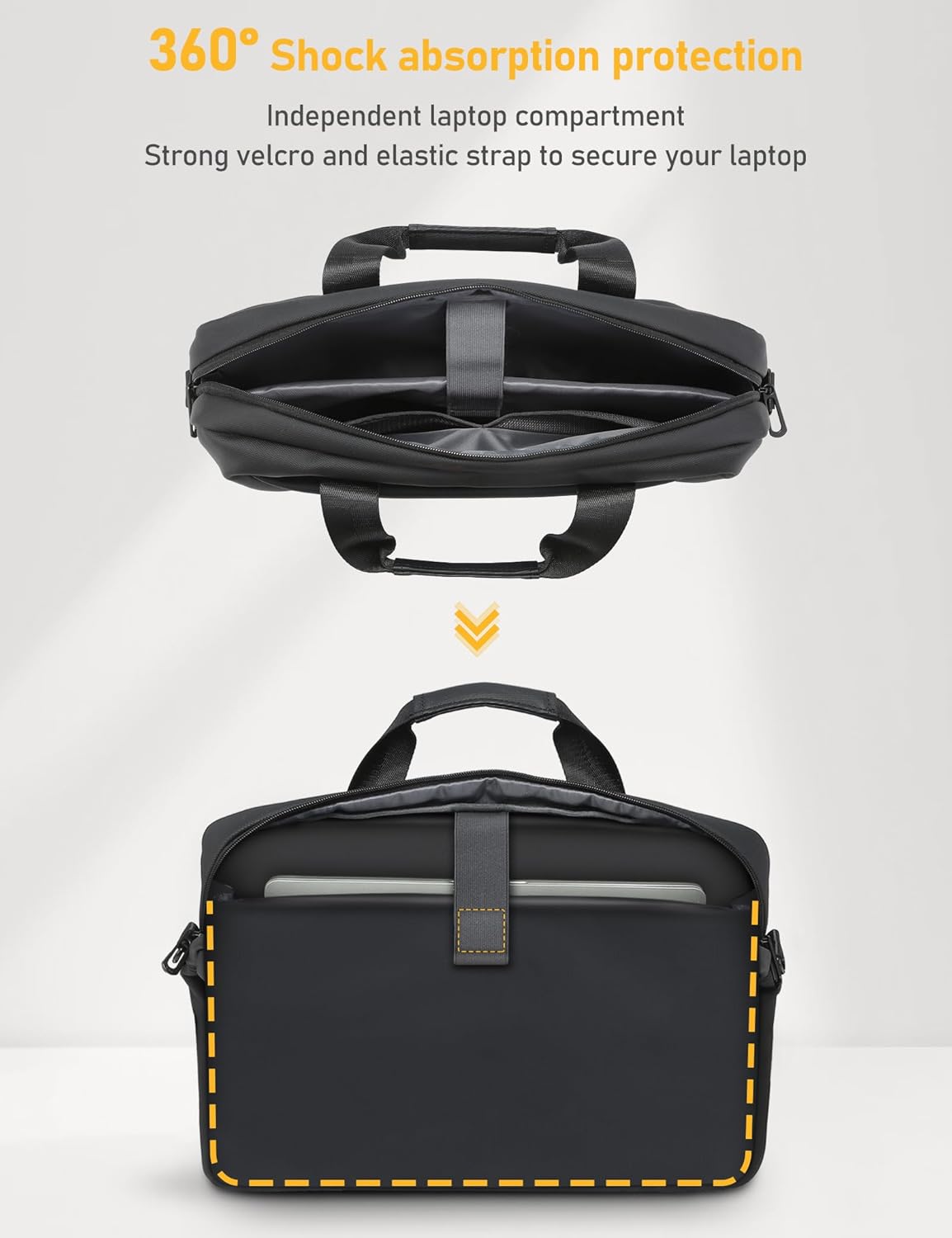 13-14 Inch Laptop Shoulder Bag Business Briefcase Water Resistant Computer Messenger Bags Compatible with MacBook Pro 14, MacBook Air 13 M4, HP, Dell, ASUS Notebook, Black