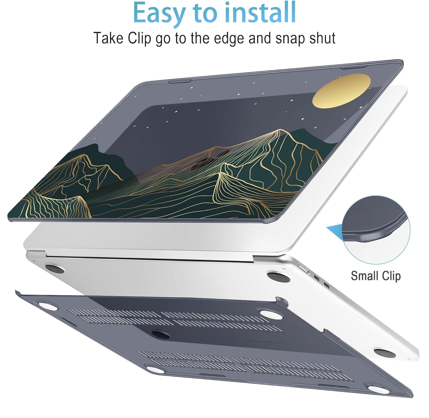 Mektron for 2025 M4 MacBook Air 13.6 Inch A3240 Case Fits 2023 A2681 M2 2024 A3113 M3 Chip with Liquid Retina Display, Printed Plastic Hard Shell Cover for MacBook Air 13.6", Abstract Mountain C112