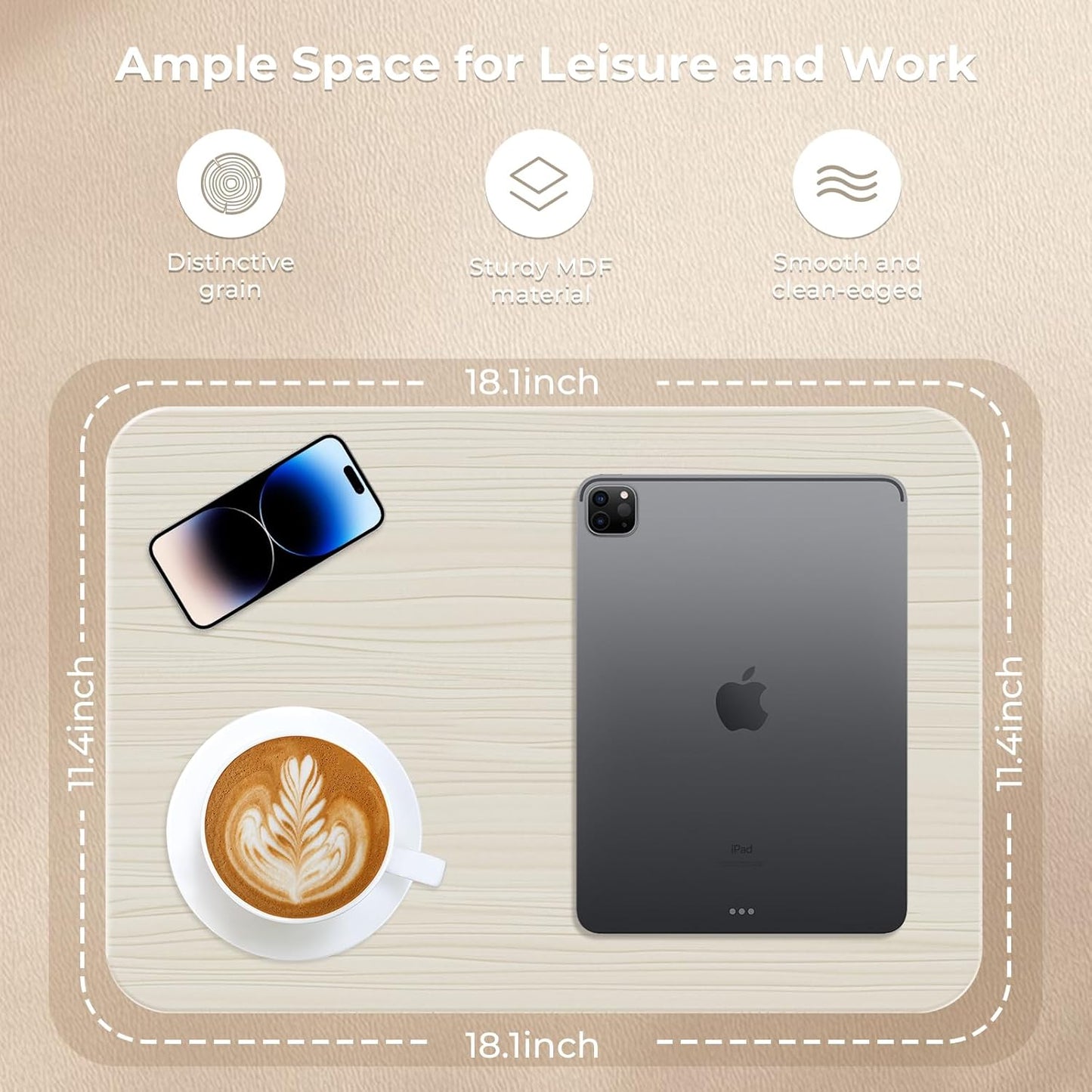 Portable Laptop Floor Stand, Bedside/Sofa Table with Height Adjustable 18''~48'', Sleek Wooden Lectern Standing Desk Mobile Podium for Home, Office, School, White