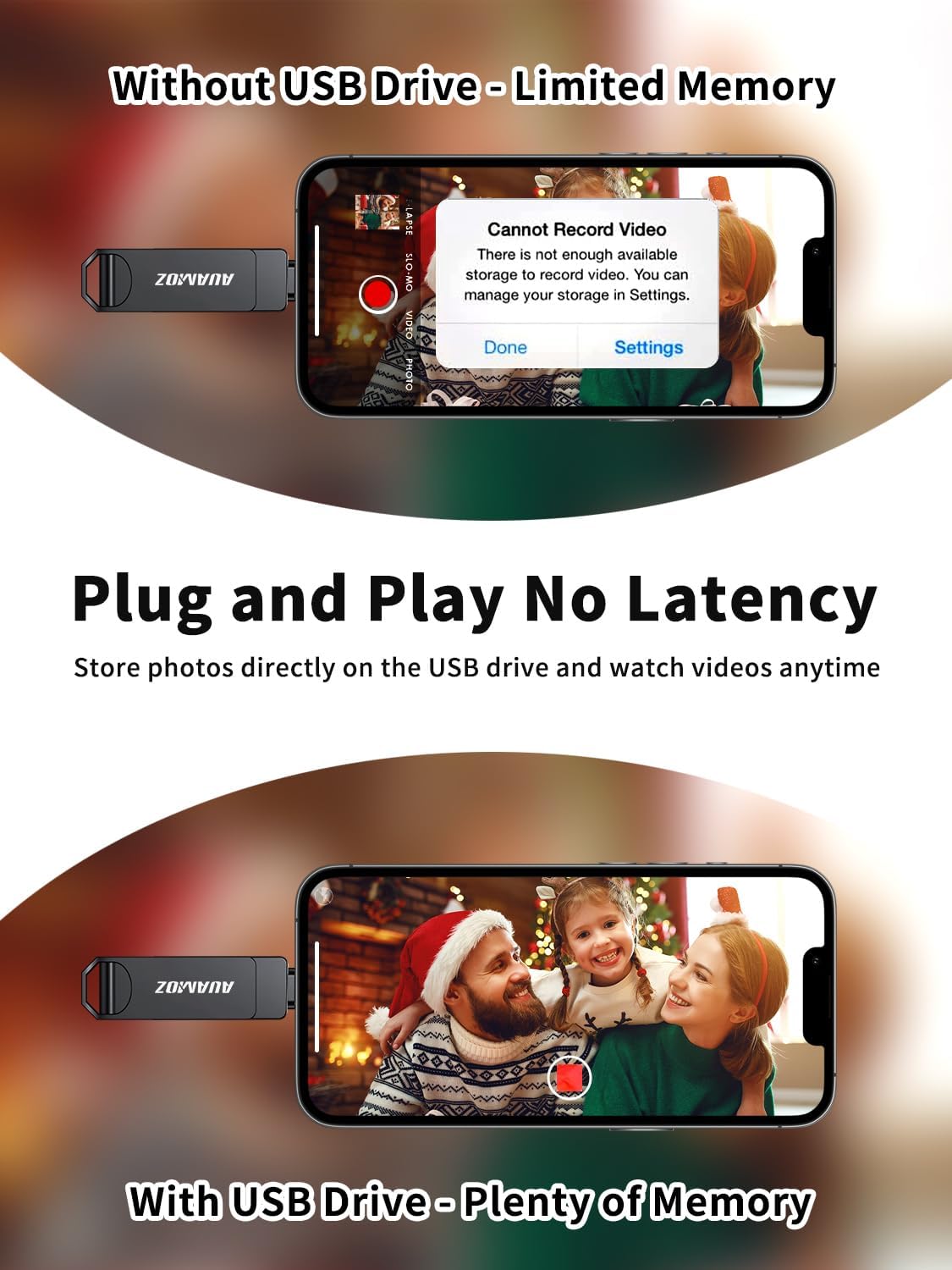 512GB Flash Drive Intended for iPhone, Memory Stick Storage Files Photos Videos Backup, Compatible with iPhone iPad Android PC, Plug and Play, No Application Required (Metal Gray)