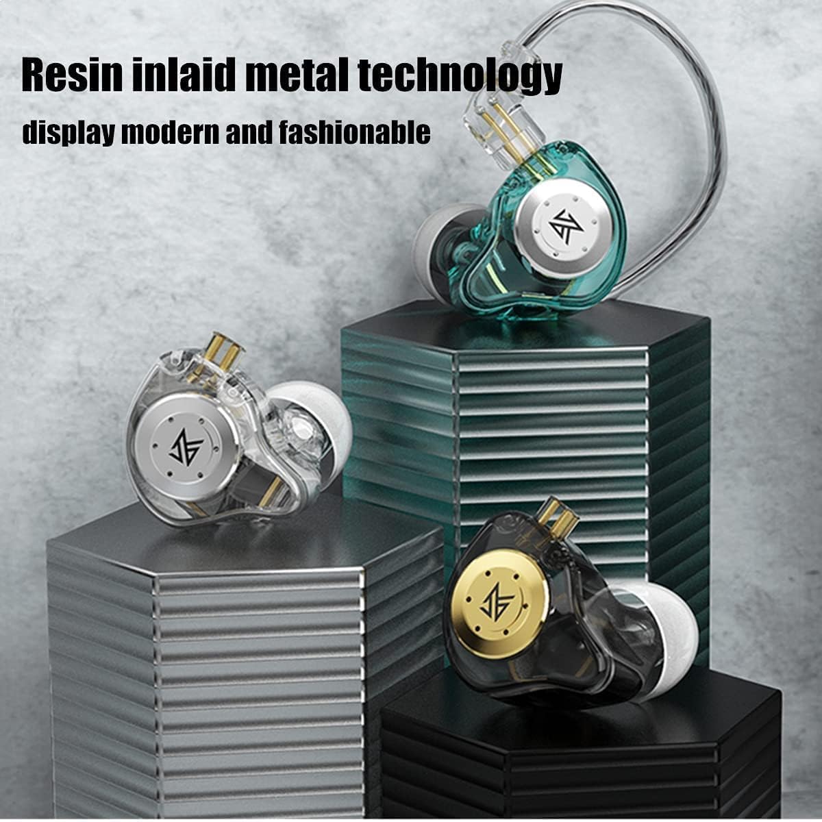 keephifi KZ EDX Pro in Ear Monitors with Microphone KZ IEM Earphones Dual DD HiFi Stereo Sound Wired Earphones Noise Cancelling Earbuds for Musicians Singer Audiophiles (White, with Mic)