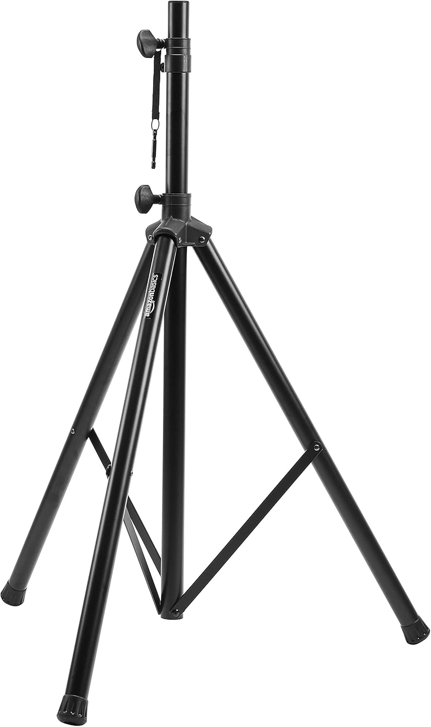 Amazon Basics Speaker Stand, Holds up to 99.2 lbs, Adjustable Height 52" to 73", Steel, Black