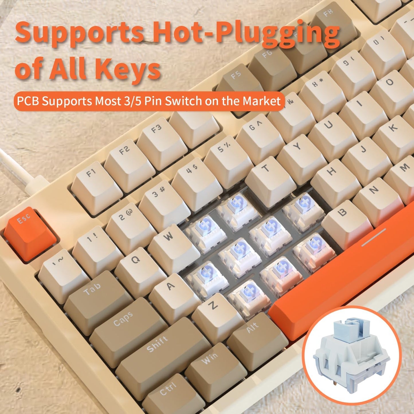 AJAZZ AK35I V3 104-Key Full Size Wired Gasket Mount Gaming Keyboard with Multimedia Buttons & Knob Control | Five Layer Pad | OEM Profile PBT Keycaps | White Backlit Custom Keyboard