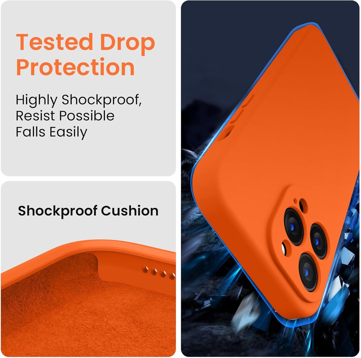 FireNova Designed for iPhone 13 Pro Max Case, Silicone [Camera Protection] Phone Case with [2 Screen Protectors], Soft Anti-Scratch Microfiber Lining Inside, 6.7 inch, Neon Orange New