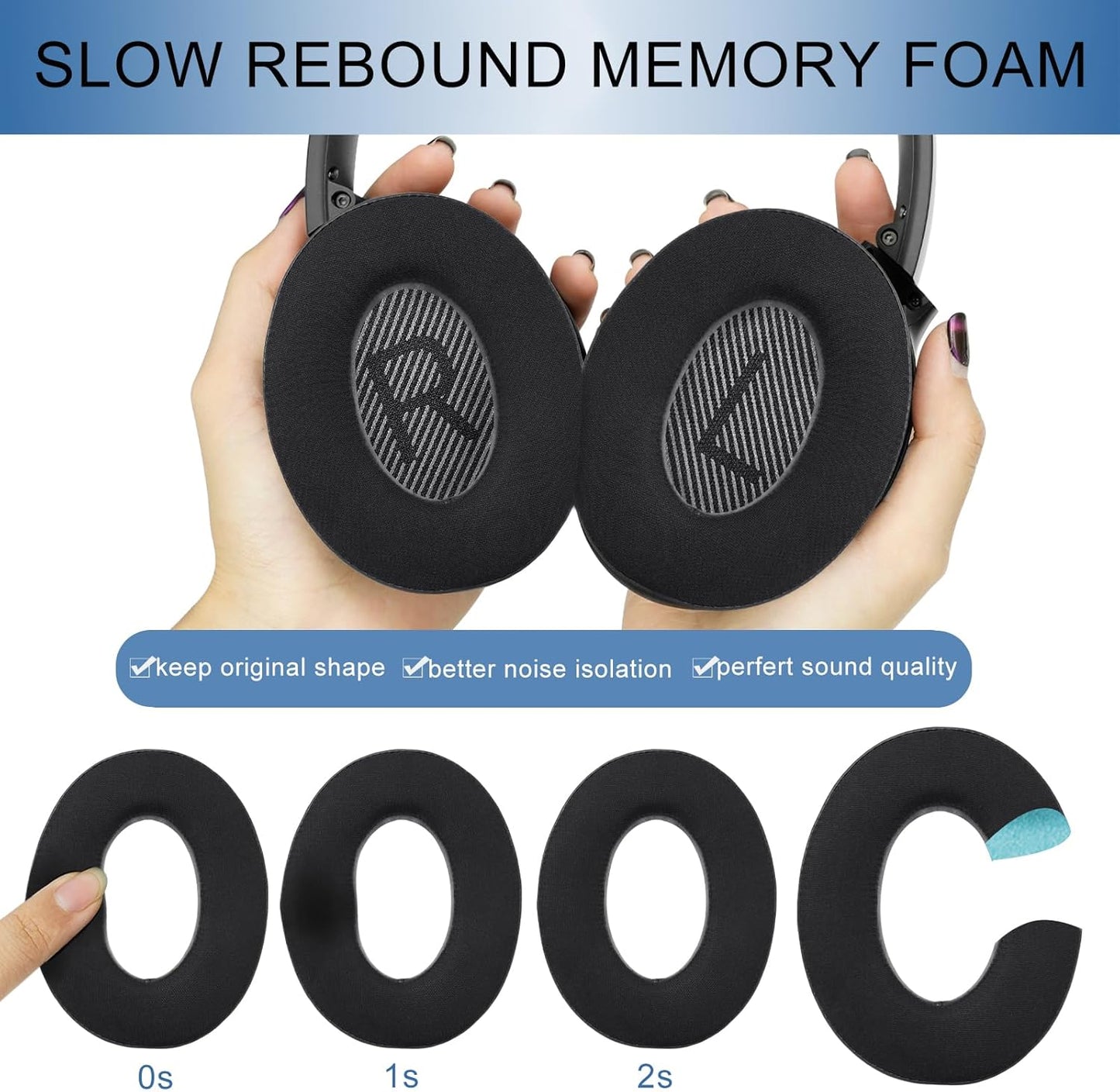 GEVO Ear Pads Cushions Replacement for Bose QC35 ii QC35, Earpads for Bose QuietComfort 35ii 35 Headphones with Protein Leather Noise Isolation Memory Foam (Cooling Gel Black)