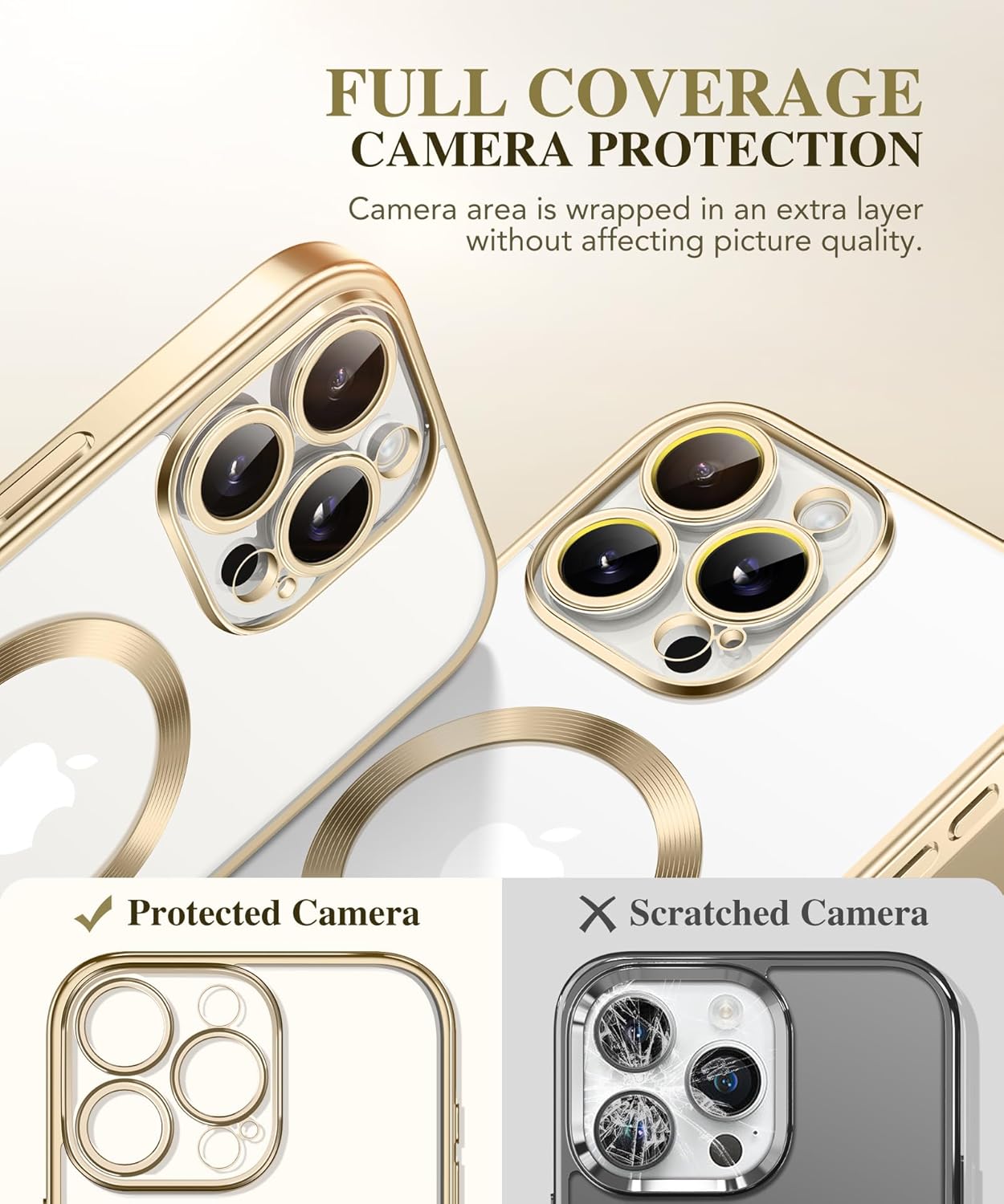 BERFY Magnetic for iPhone 16 Pro Max Case, Compatible with MagSafe, [Built-in 9H Tempered Glass Screen Protector & Upgraded Camera Protection] Full Body Plating Phone case for 16 Pro Max,Titanium Gold