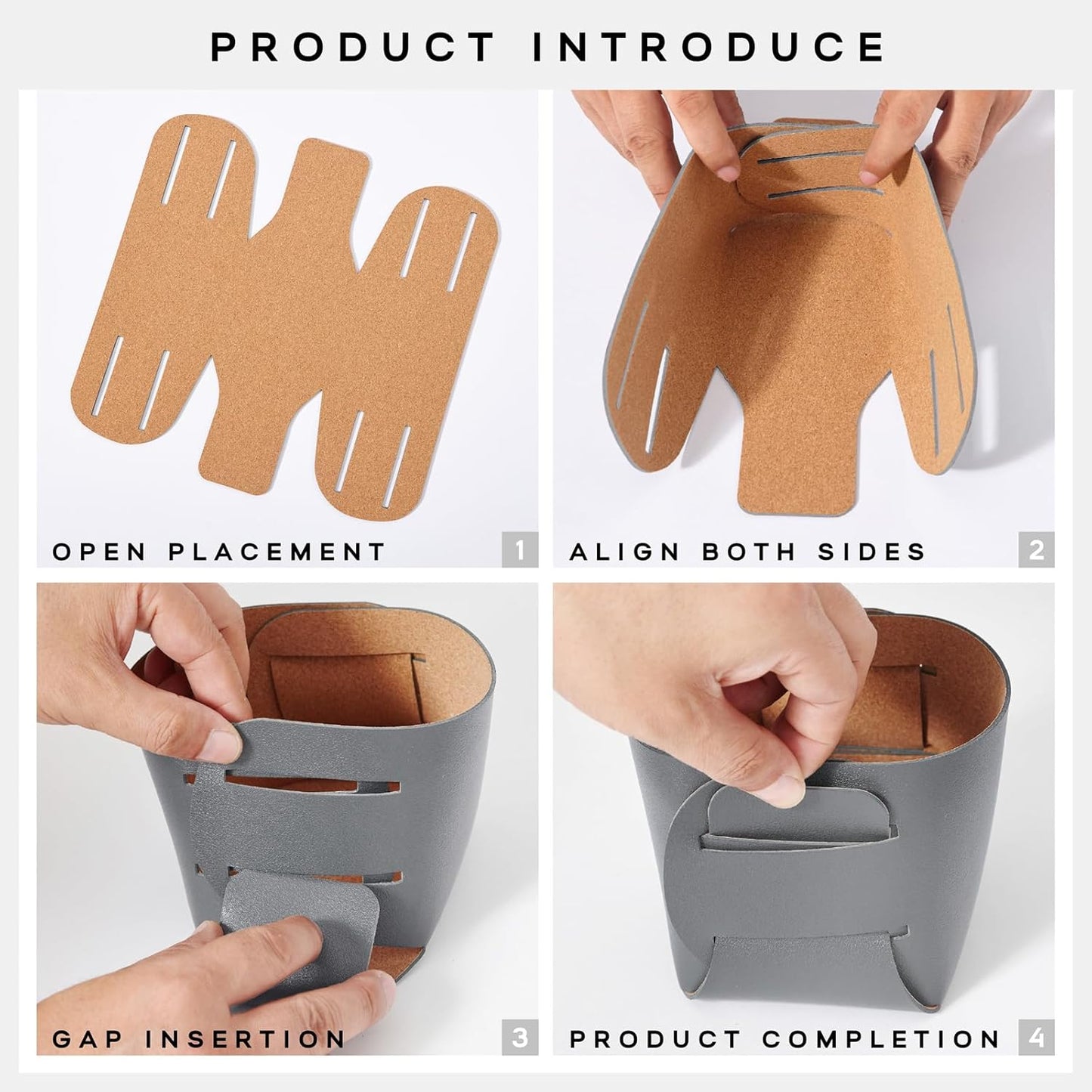 HOMIEAZICOZI 2-Pack Cork Leather Desk Accessories Storage - Pencil Pen Holder - Makeup Brush Holder Organizer - Stylish Addition to Home Decor (Gray)