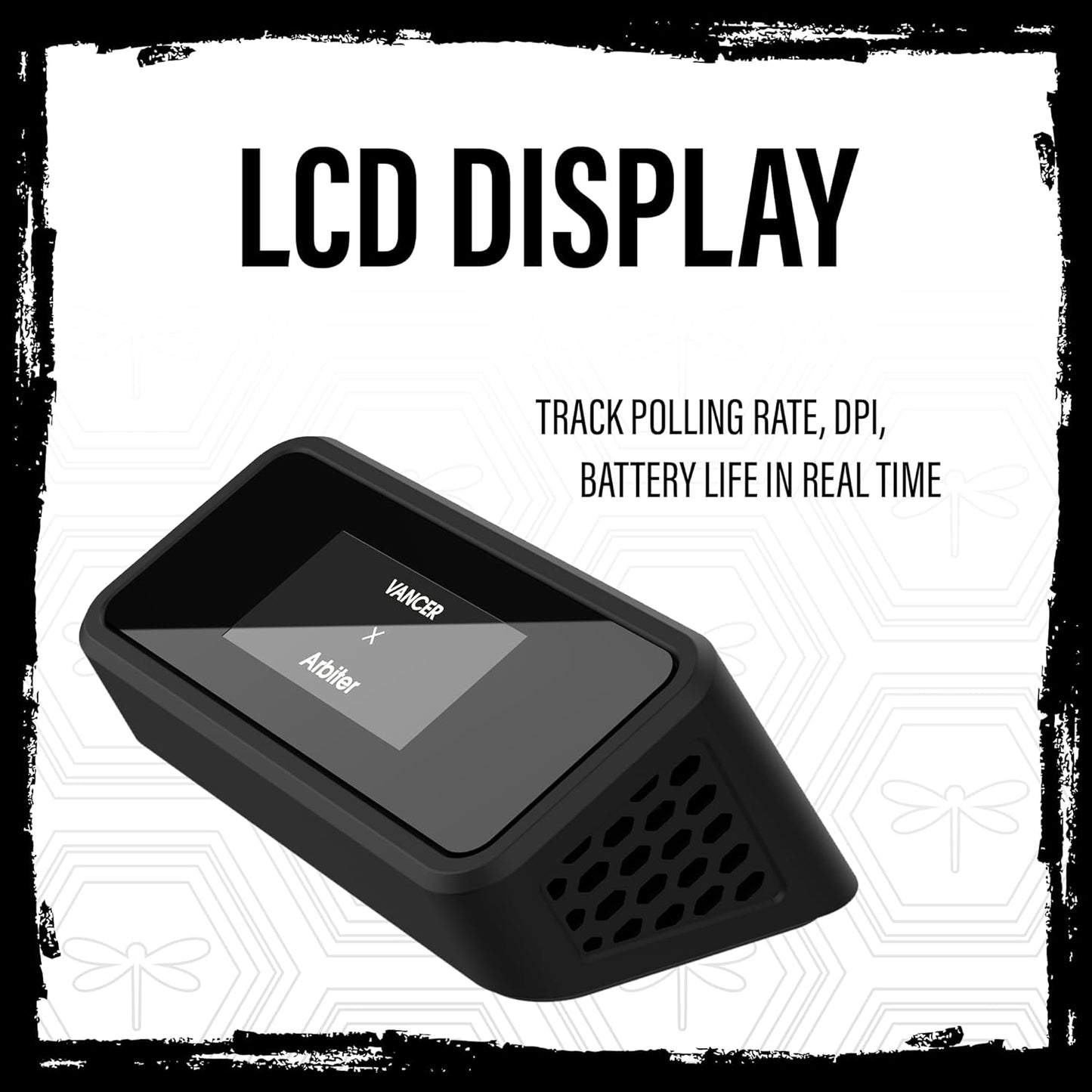 Arbiter Akitsu 8K Carbon Fiber Composite Gaming Mouse - Ultra-Light 38g, Wireless, 26k DPI, USB-C Fast Charging, 60Hr Battery Life, 8k Polling Rate, PIXART 3395 Sensor, LCD Display