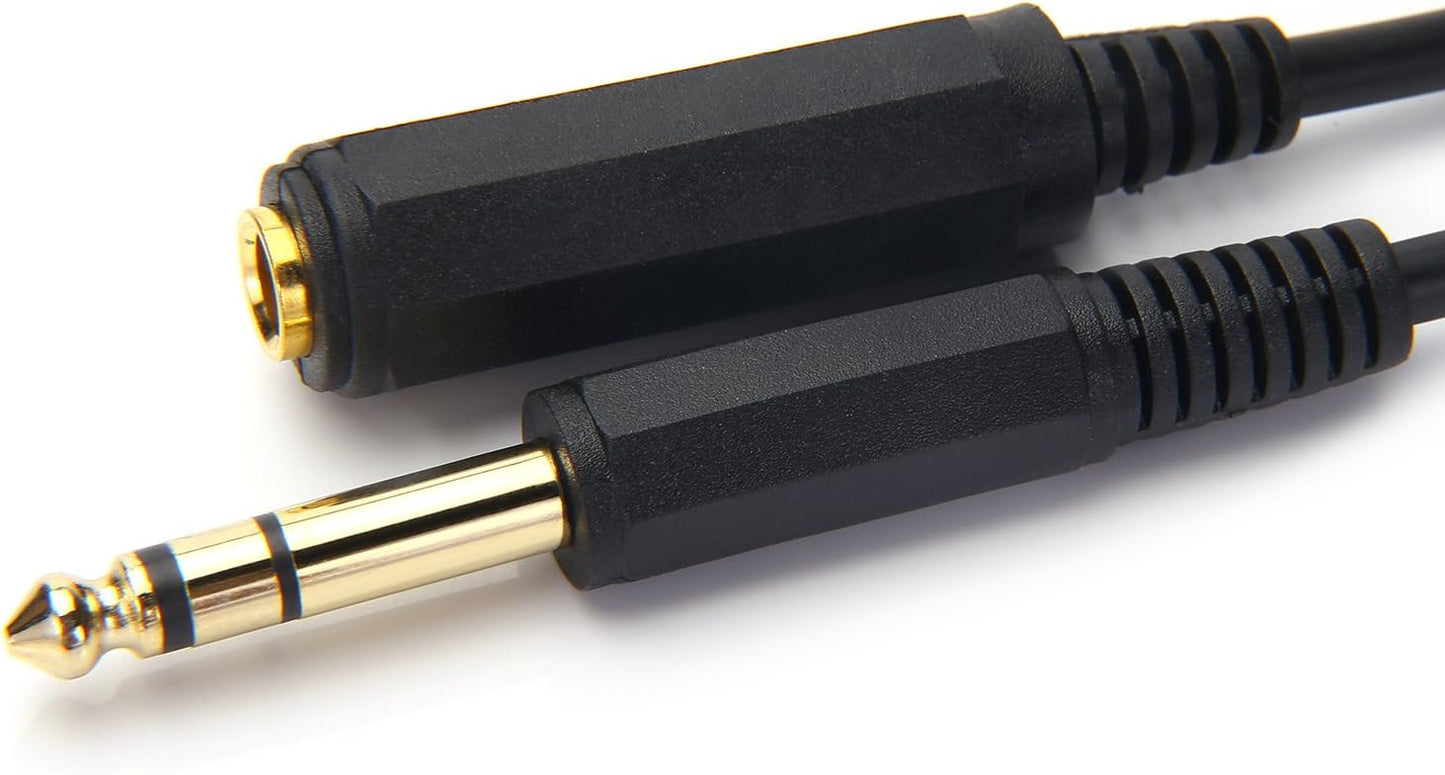 Disino 1/4 Inch Male to Female Stereo Extension Cable Gold Plated Quarter inch Headphone Extension Cable Cord- 6FT/1.8 Meters