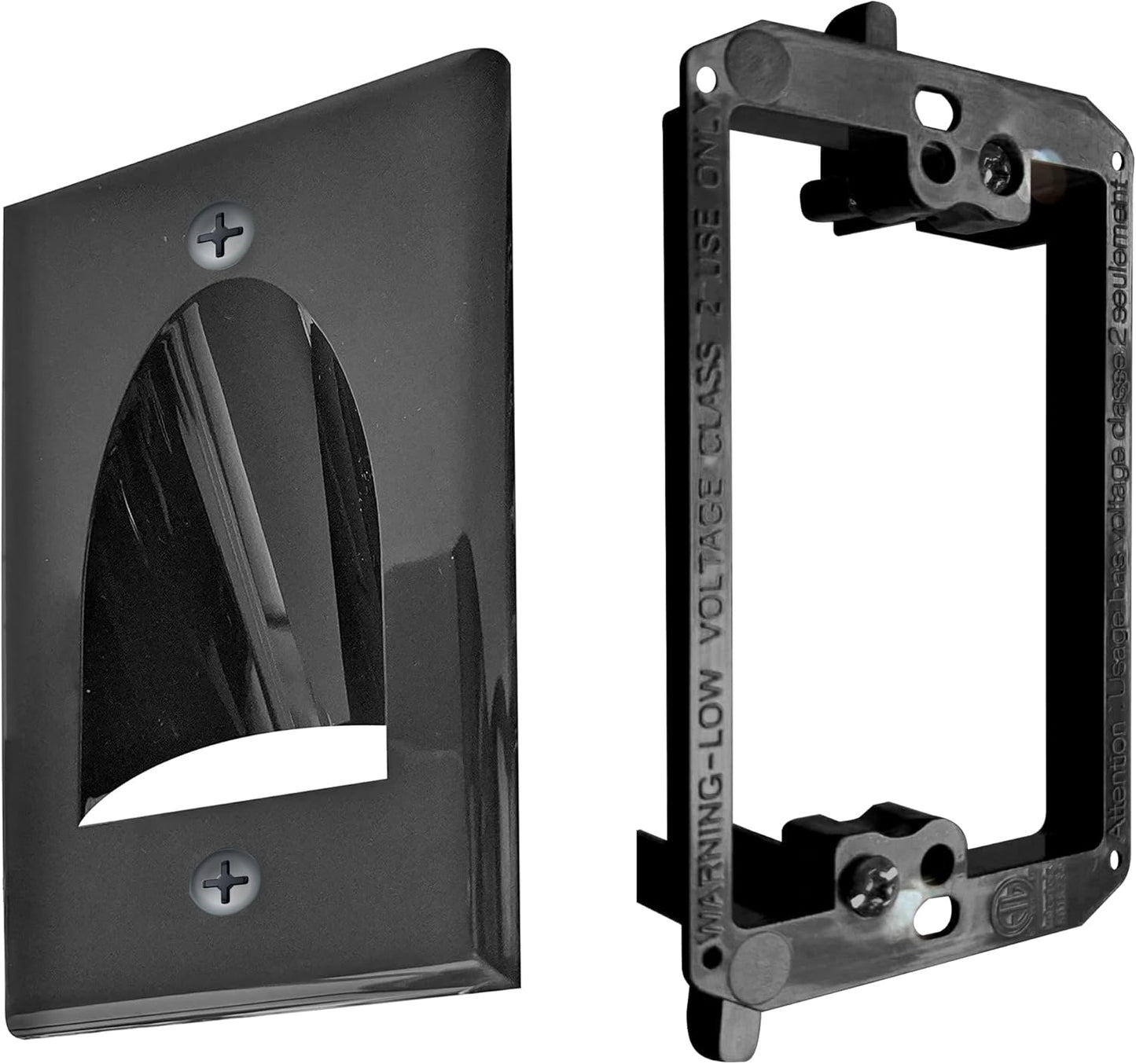 BestMounts - 1 Pack In Wall Cable Management Kit - Recessed Wall Plate Cable Pass Through Pair with Single Gang Low Voltage Mounting Bracket - TV Cord Hider for Wall Mounted TV ETL Listed