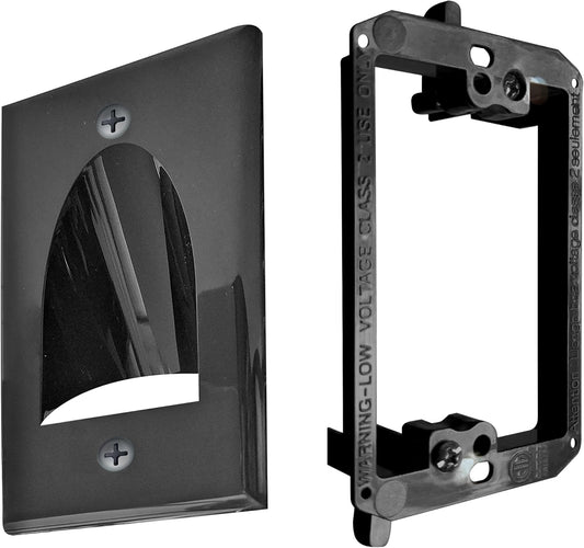 BestMounts - 1 Pack In Wall Cable Management Kit - Recessed Wall Plate Cable Pass Through Pair with Single Gang Low Voltage Mounting Bracket - TV Cord Hider for Wall Mounted TV ETL Listed