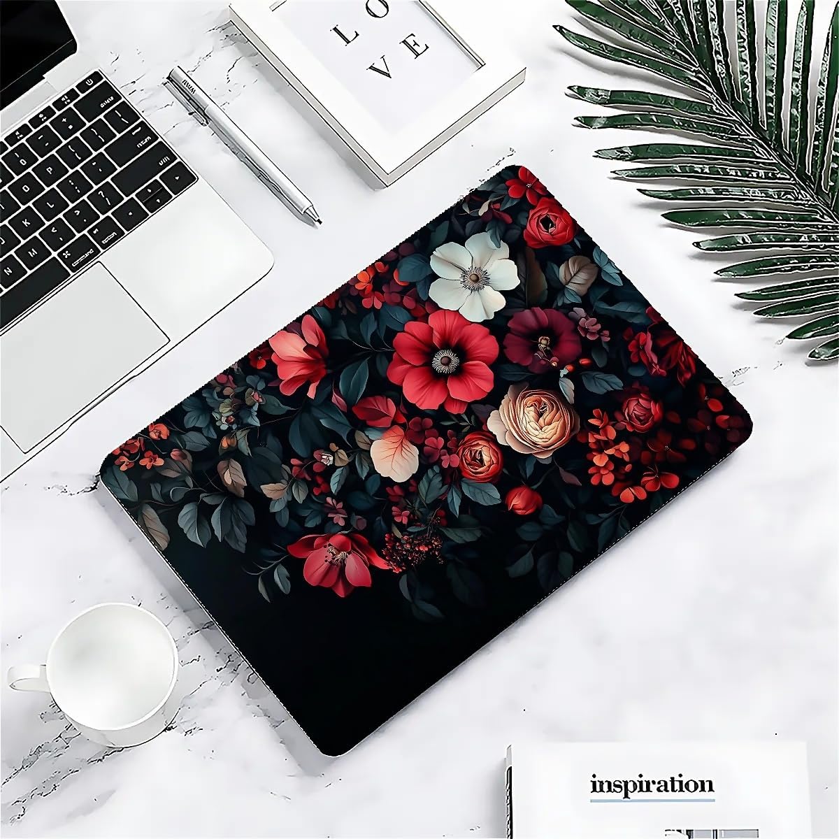 Compatible with MacBook Air 13.3 13.6 Inch Case 2022 2021 2020 2019 Plastic Hard Shell Case Cover,13.6 Air (A2681) M2 2022, Dark Floral
